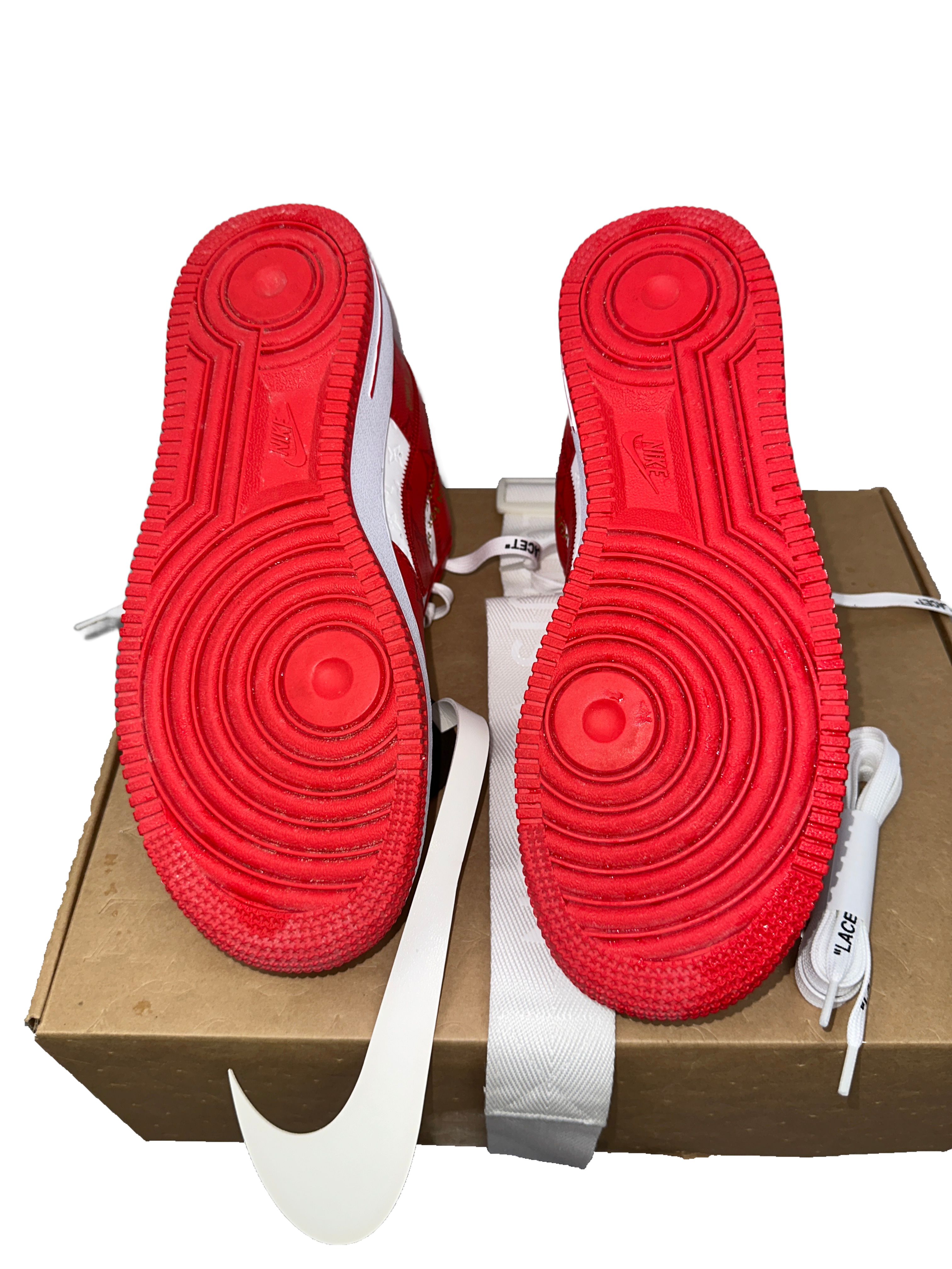 Louis Vuitton X Nike Air Force 1 Comet Red - size 40.5
