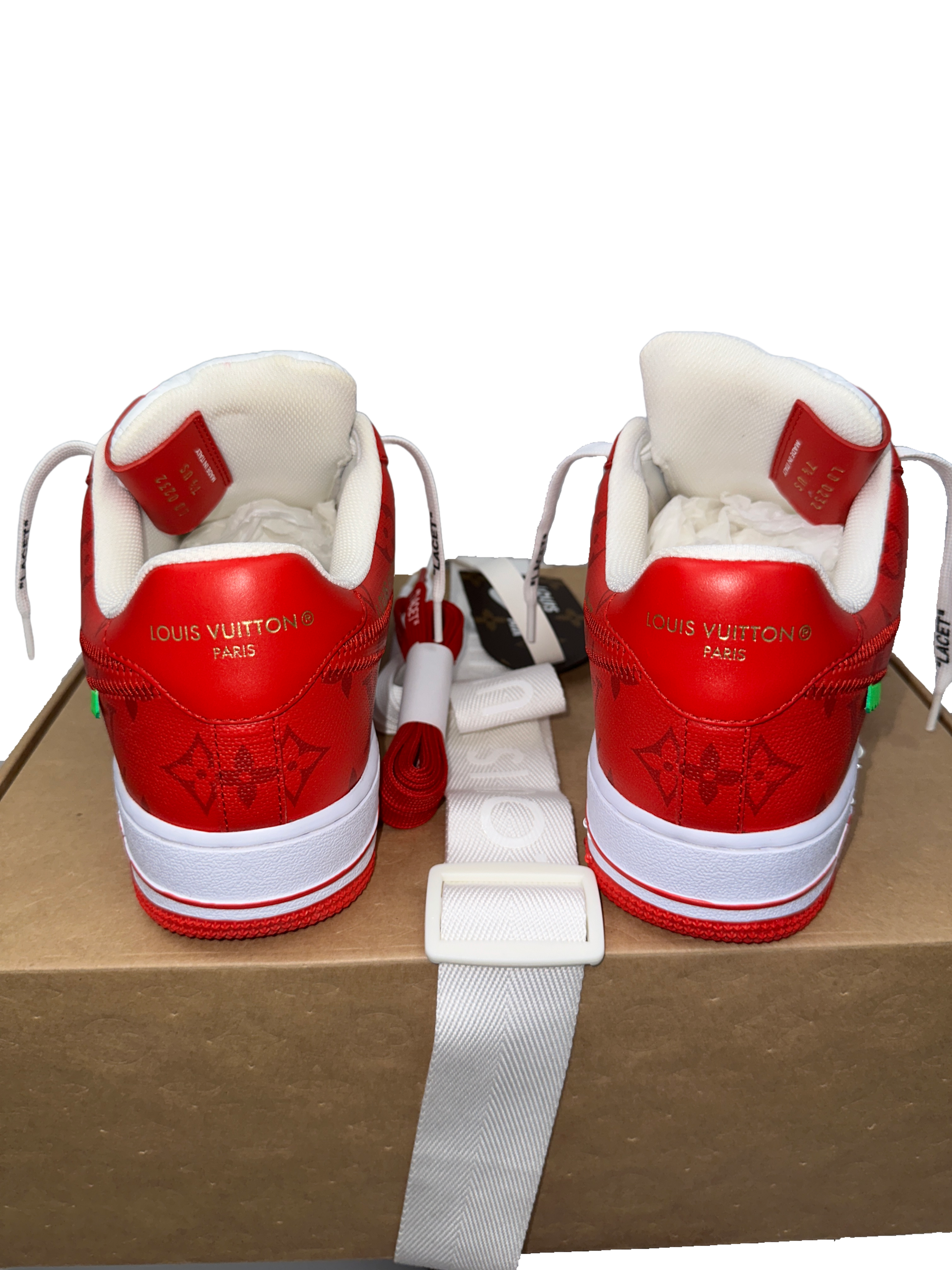 Louis Vuitton X Nike Air Force 1 Comet Red - size 40.5