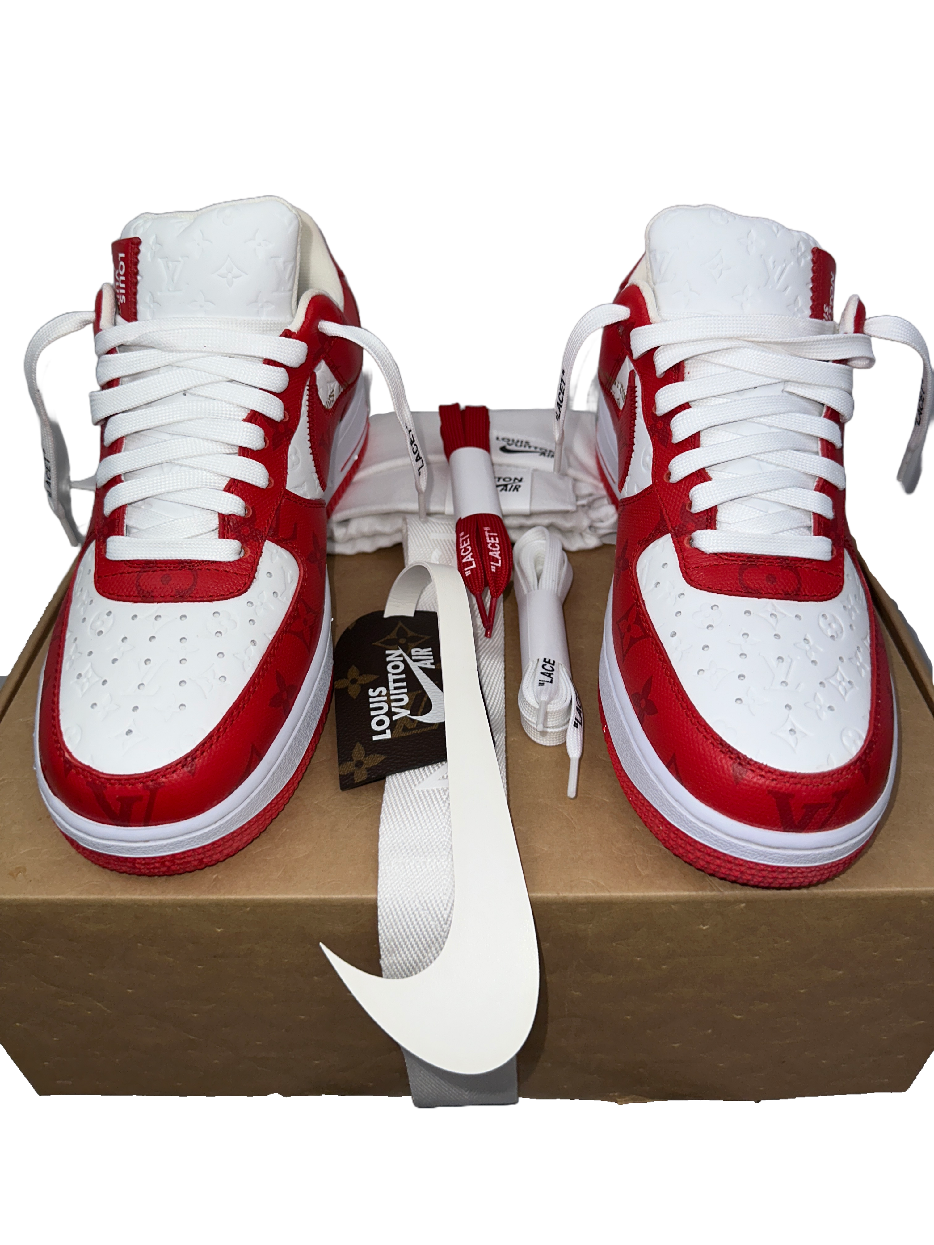 Louis Vuitton X Nike Air Force 1 Comet Red - size 40.5