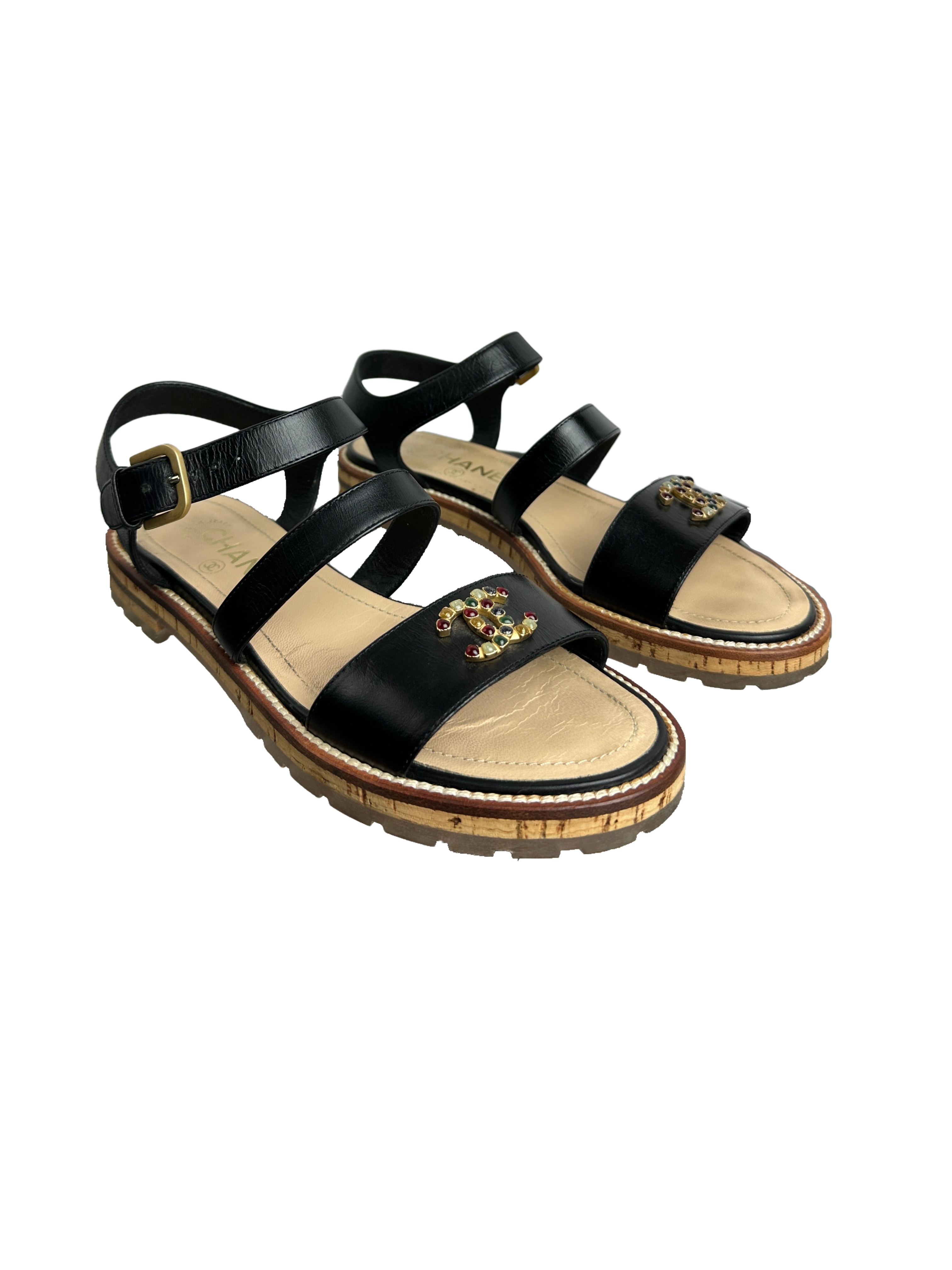 Chanel black sandal - size 36.5