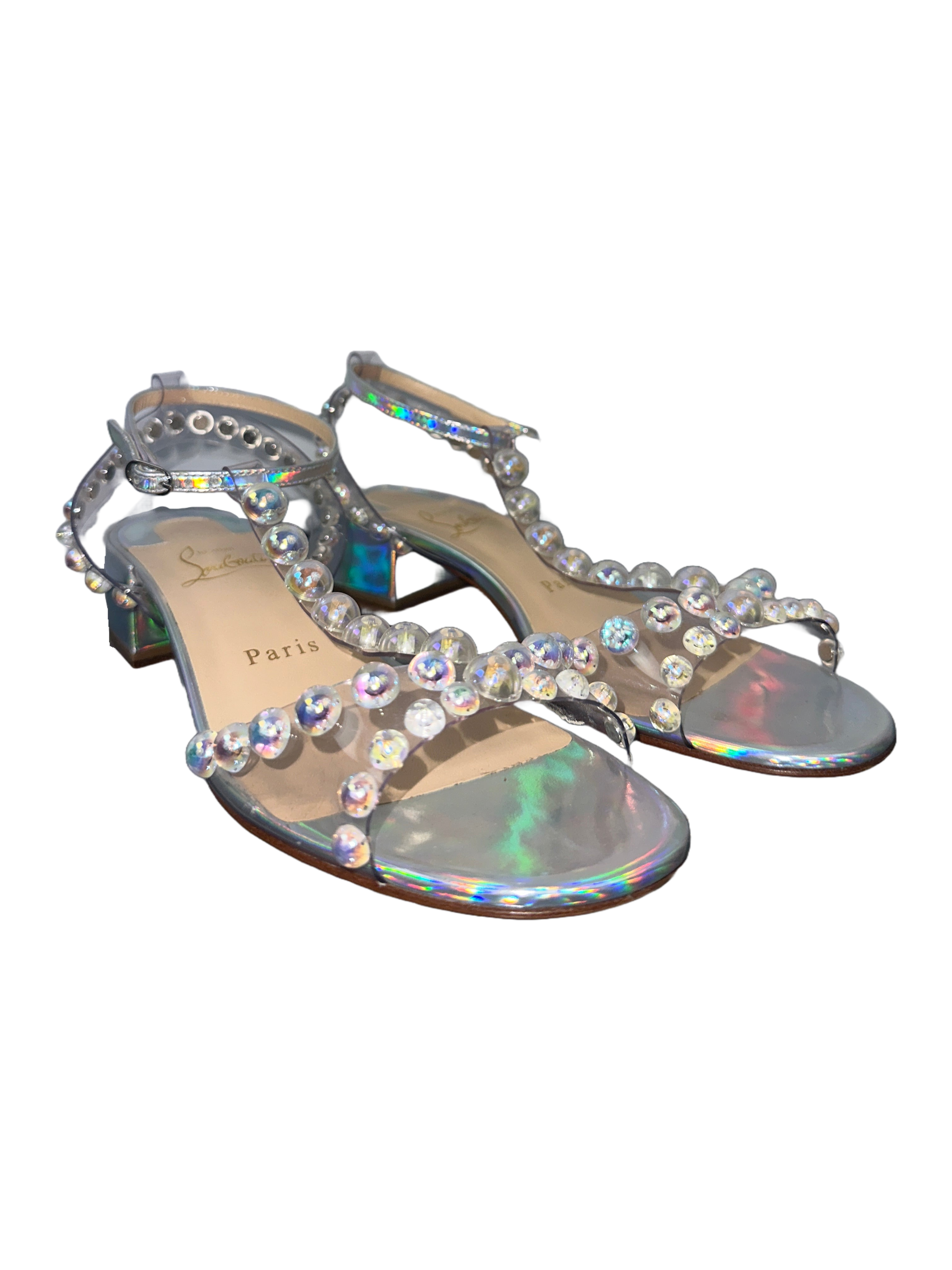 Louboutin silver Faridaravie 25 Pvc & leather sandals - size 36