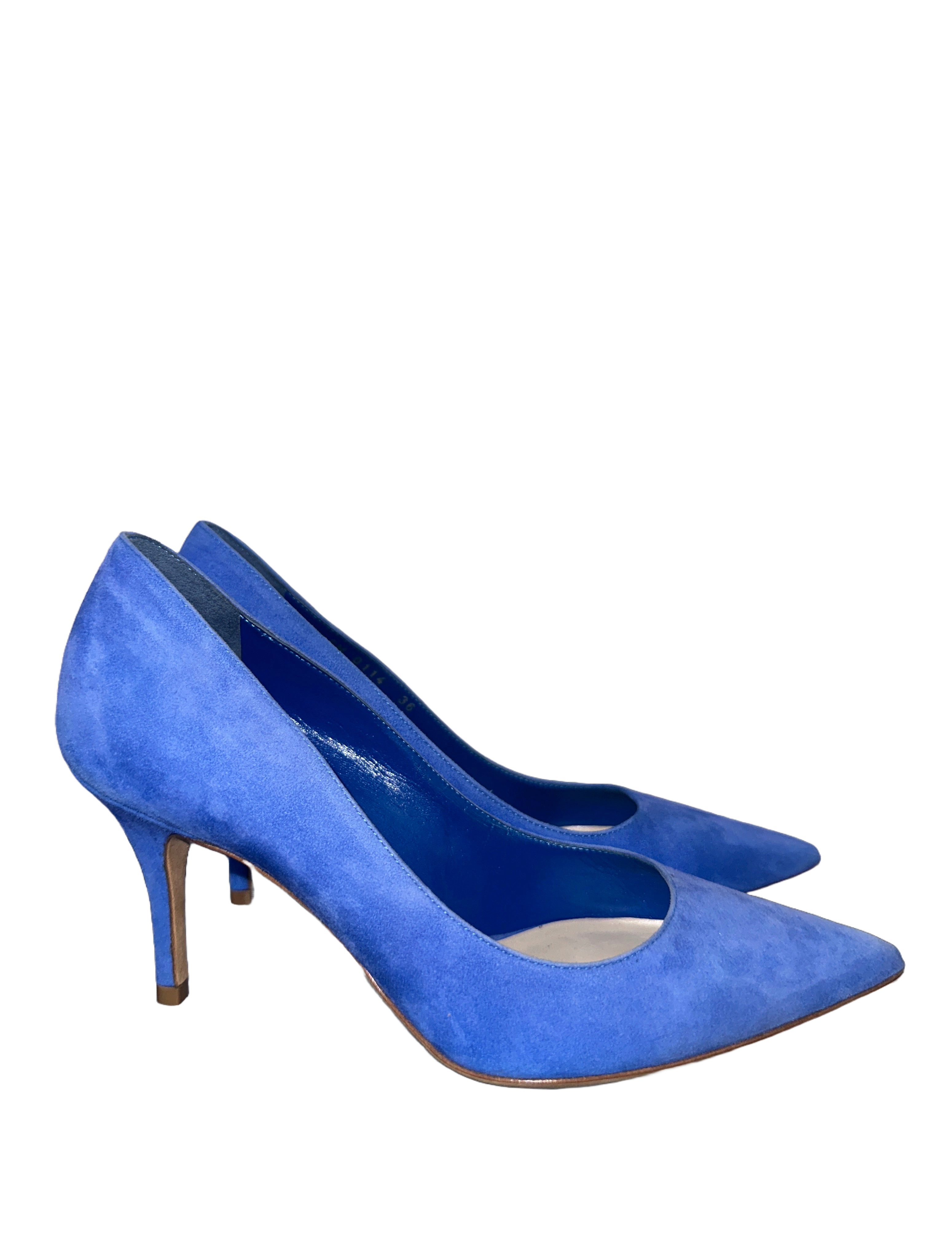 Blue velvet-effect Dior cherie pumps - size 36