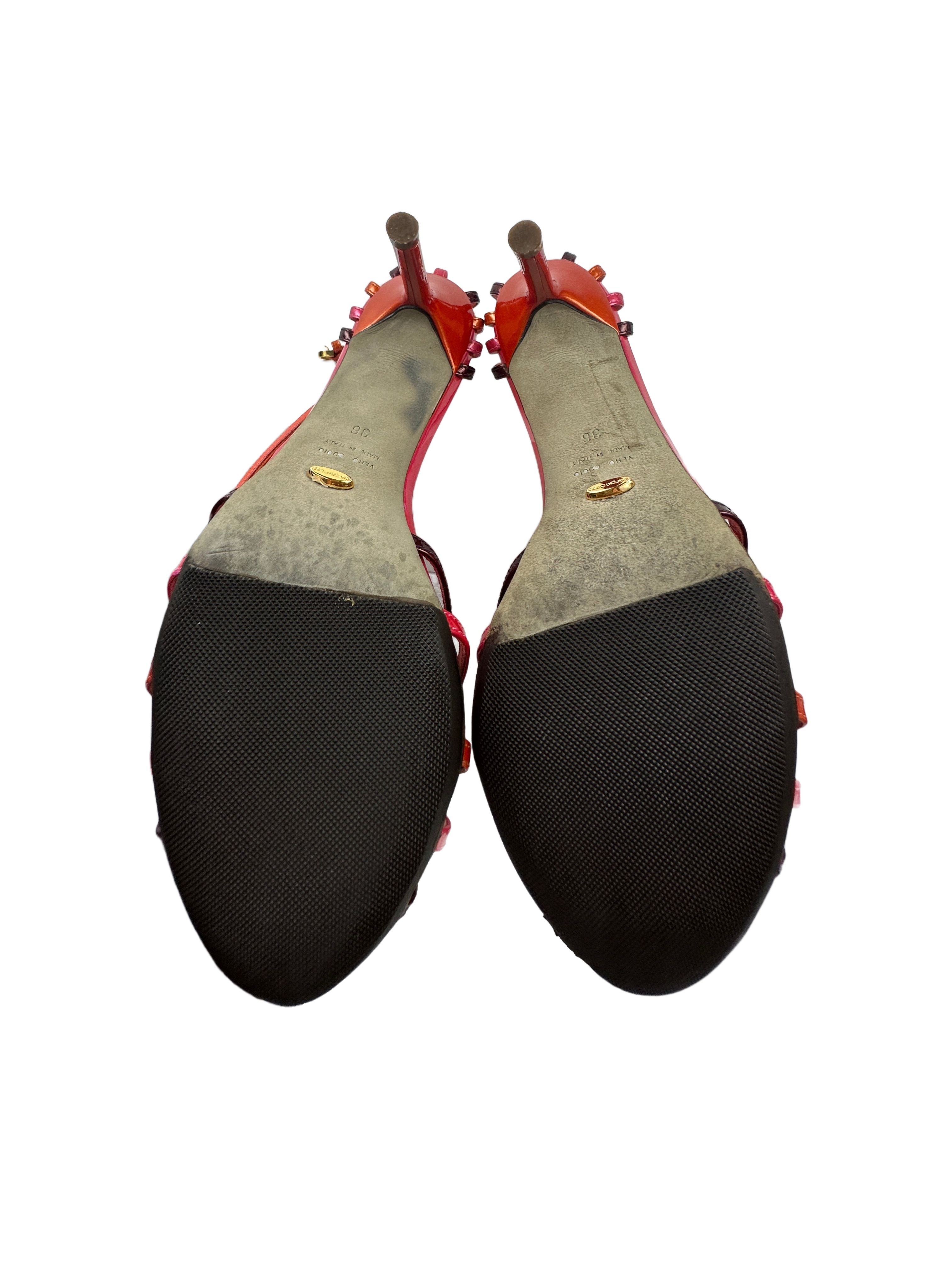 Sergio Rossi multicolor patent leather T-strap sandals - size 36.5