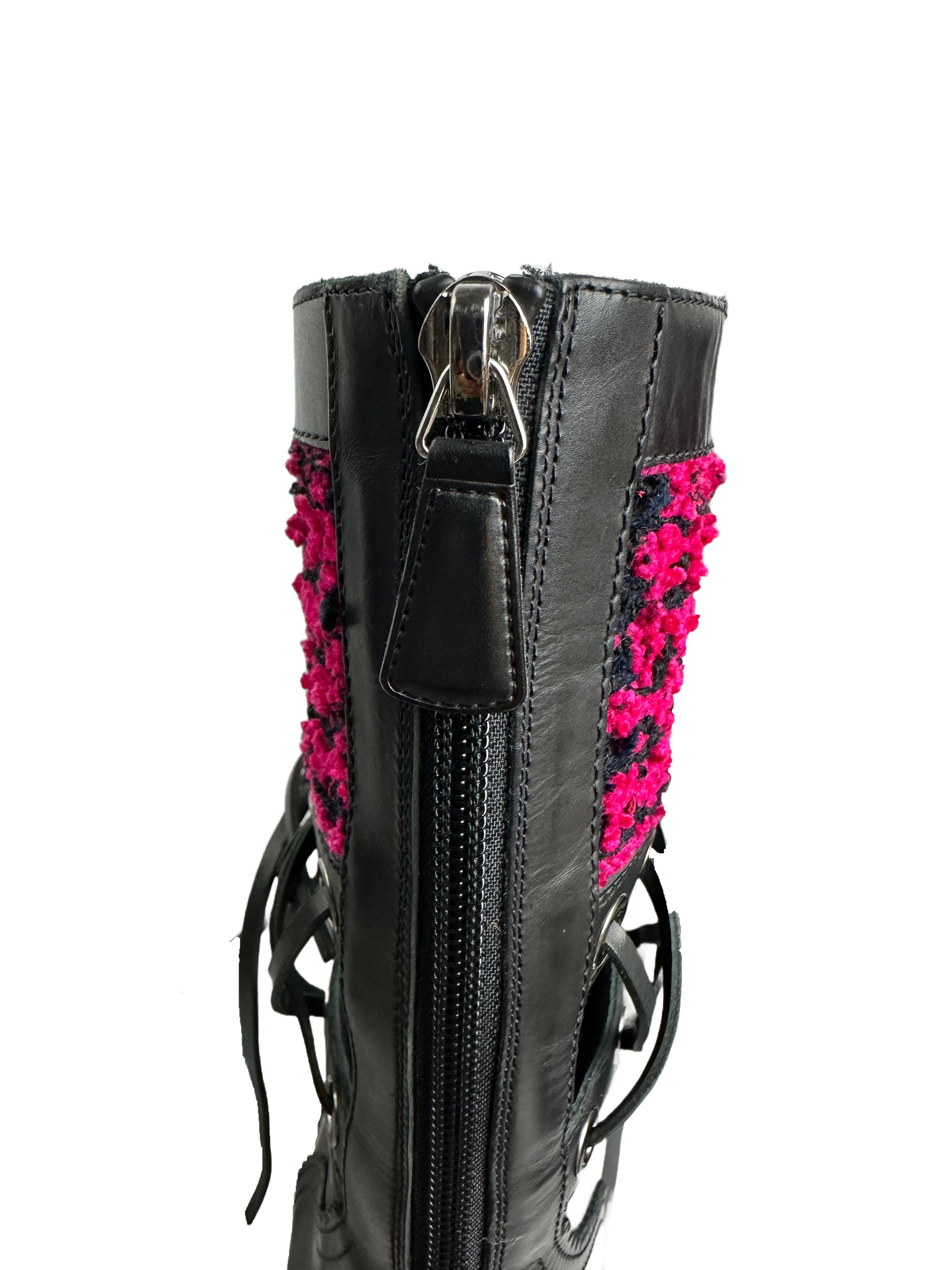 Chanel short boots black and fushia - size 37