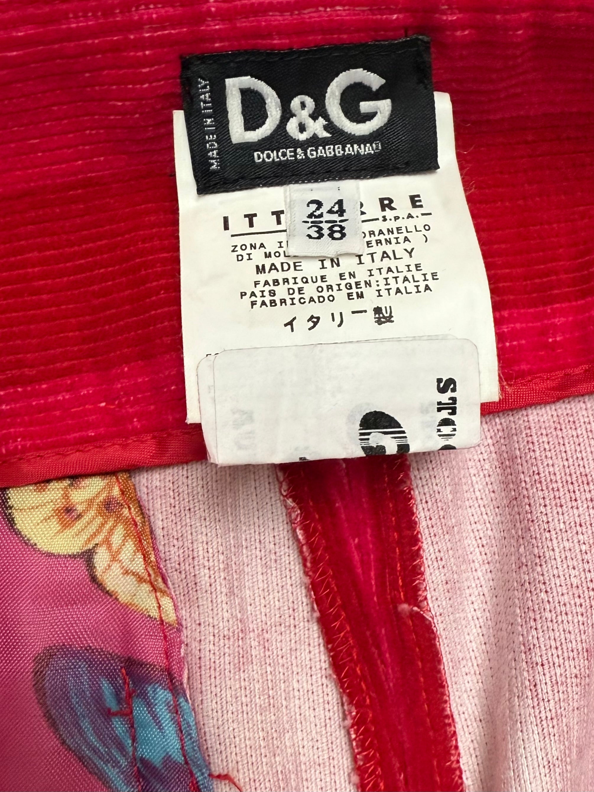 Dolce & Gabbana red corduroy striped trousers - size 34