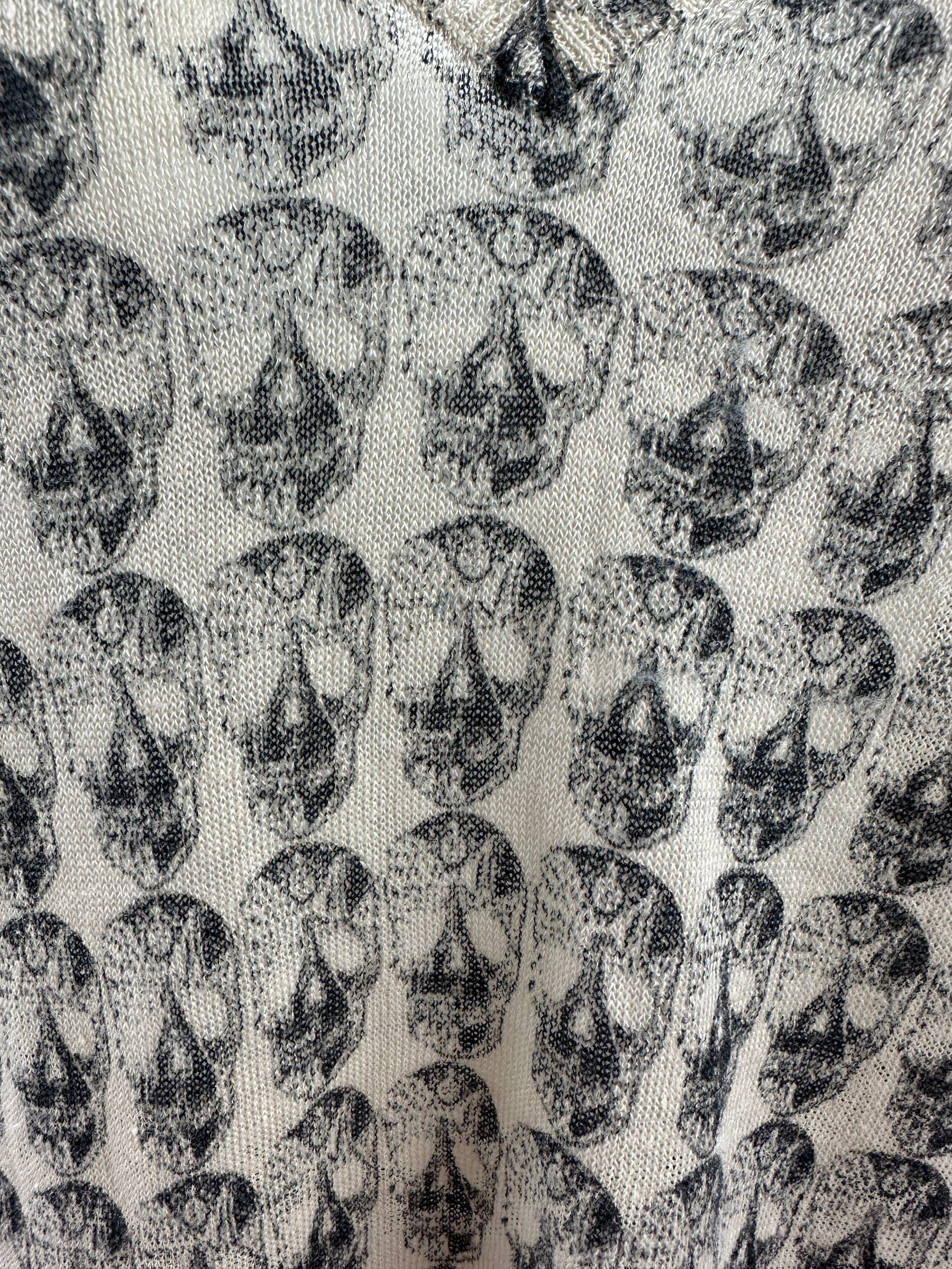 Zadig&Voltaire white 3/4-sleeve top with black skull motif - size 34