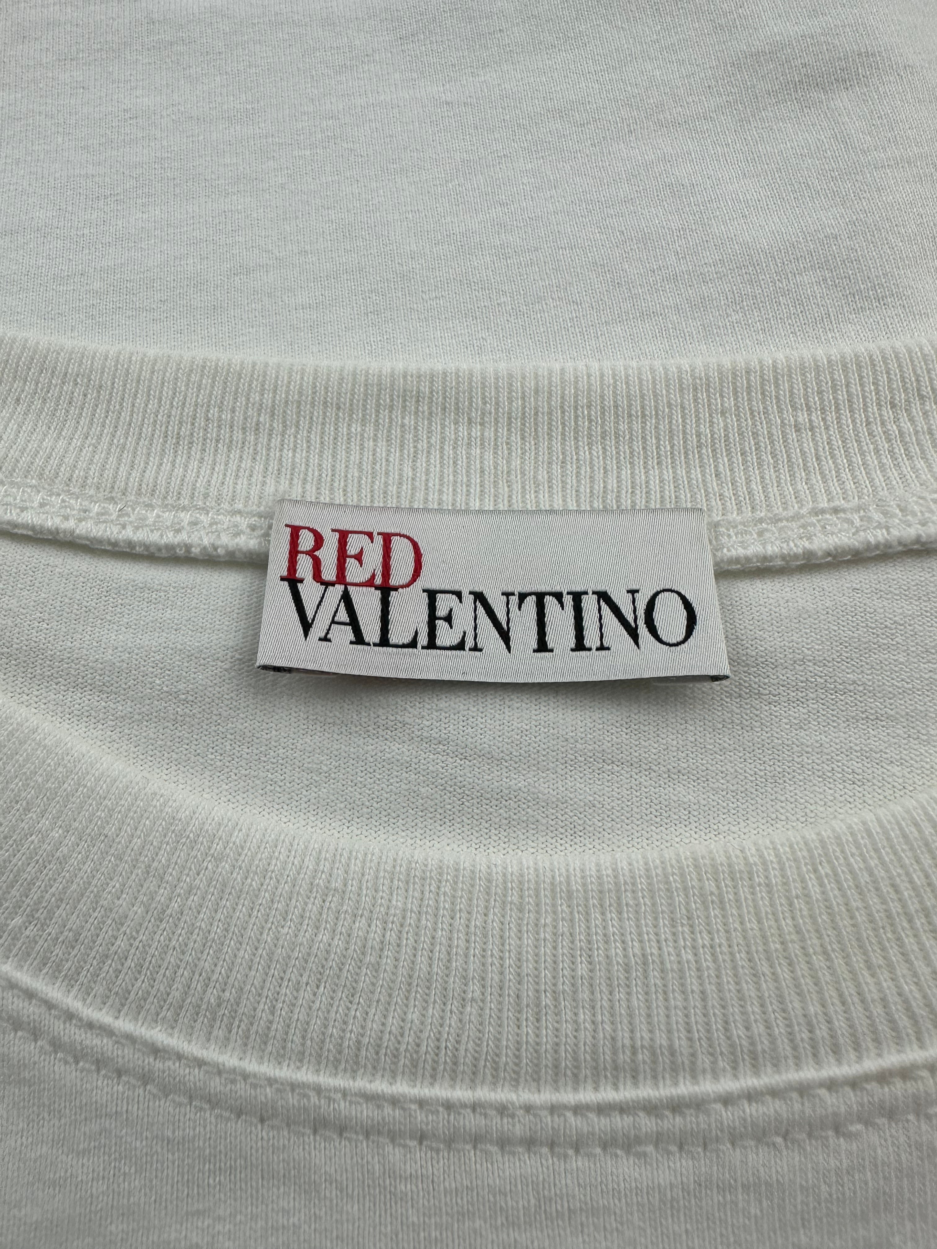 Red Valentino logo T-shirt with Tulle Point d'esprit - size XS