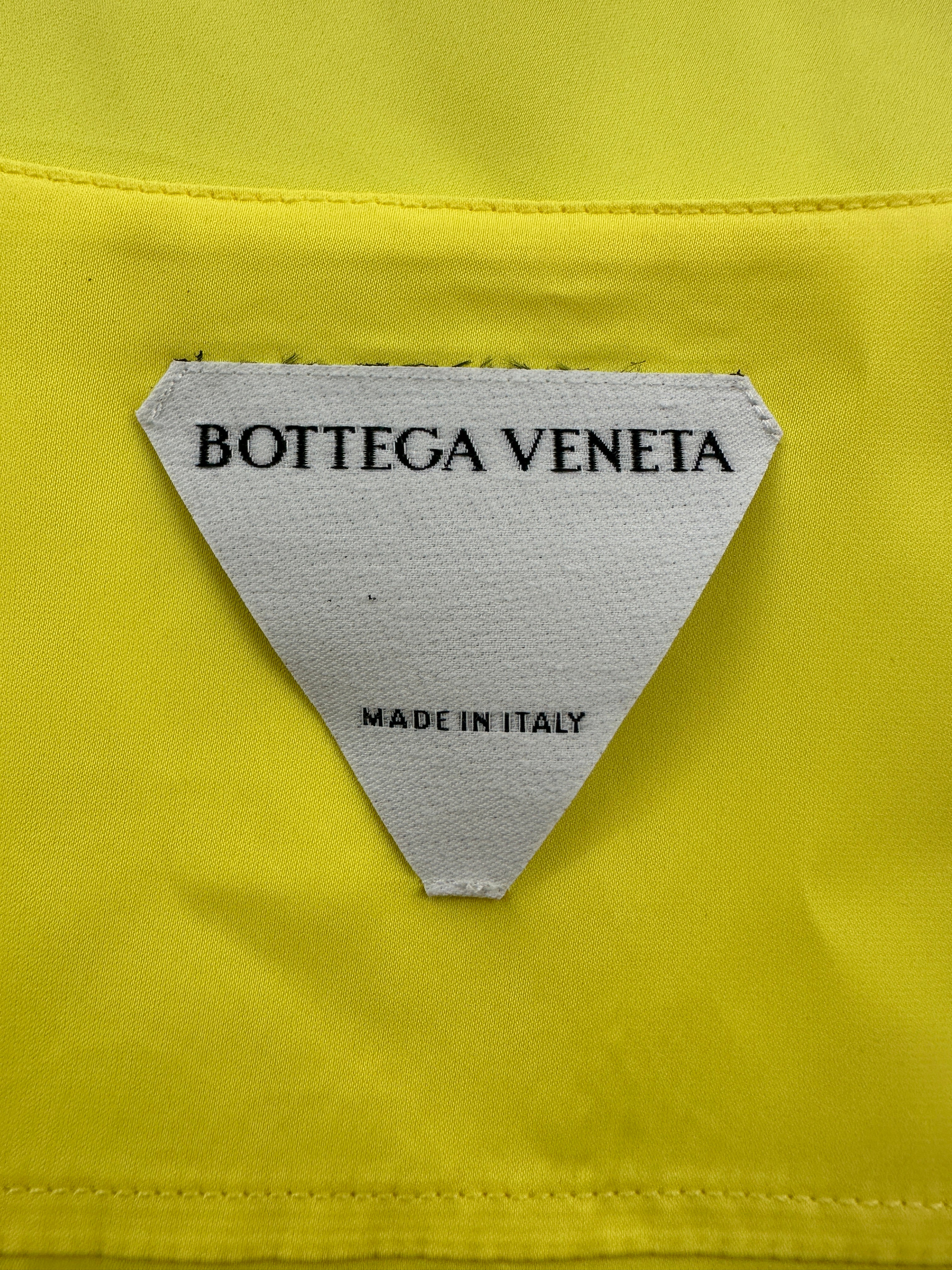 Bottega Veneta Yellow shirt in stretch viscose with rouches - size 44IT