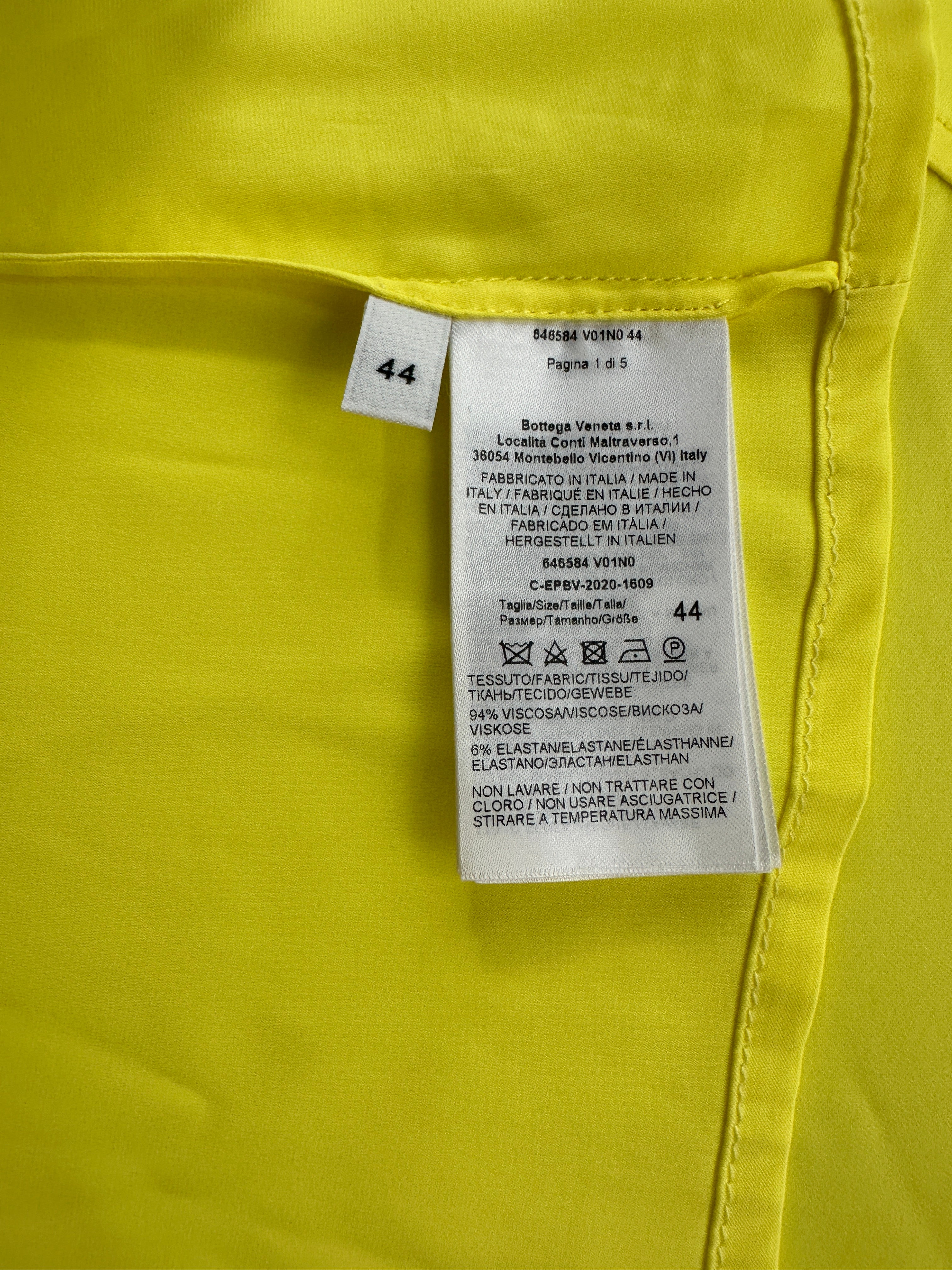 Bottega Veneta Yellow shirt in stretch viscose with rouches - size 44IT