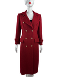 Salvatore Ferragamo long red coat with gold buttons and patch pocket - size 38