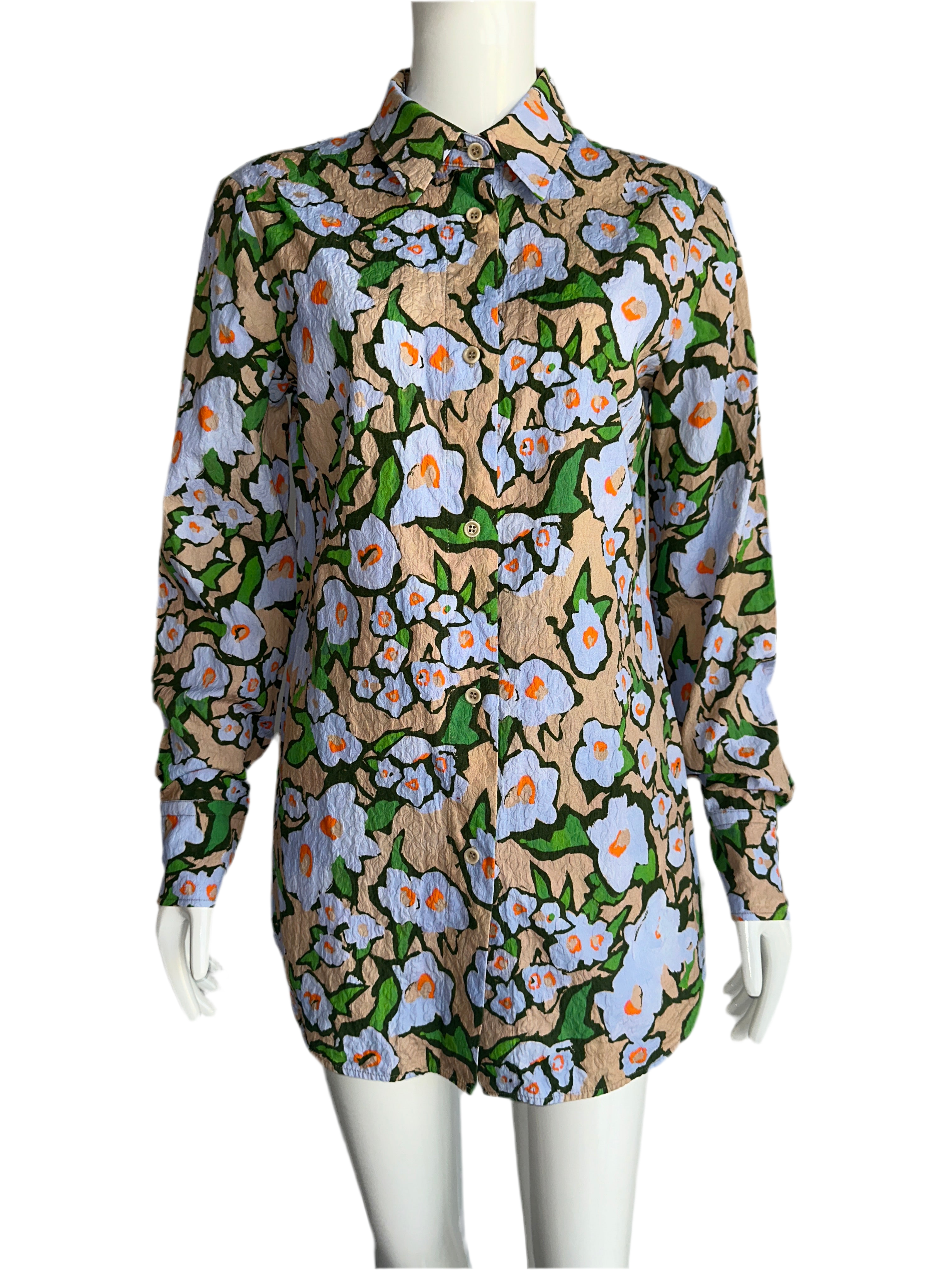 SportMax long cream floral shirt - size 36