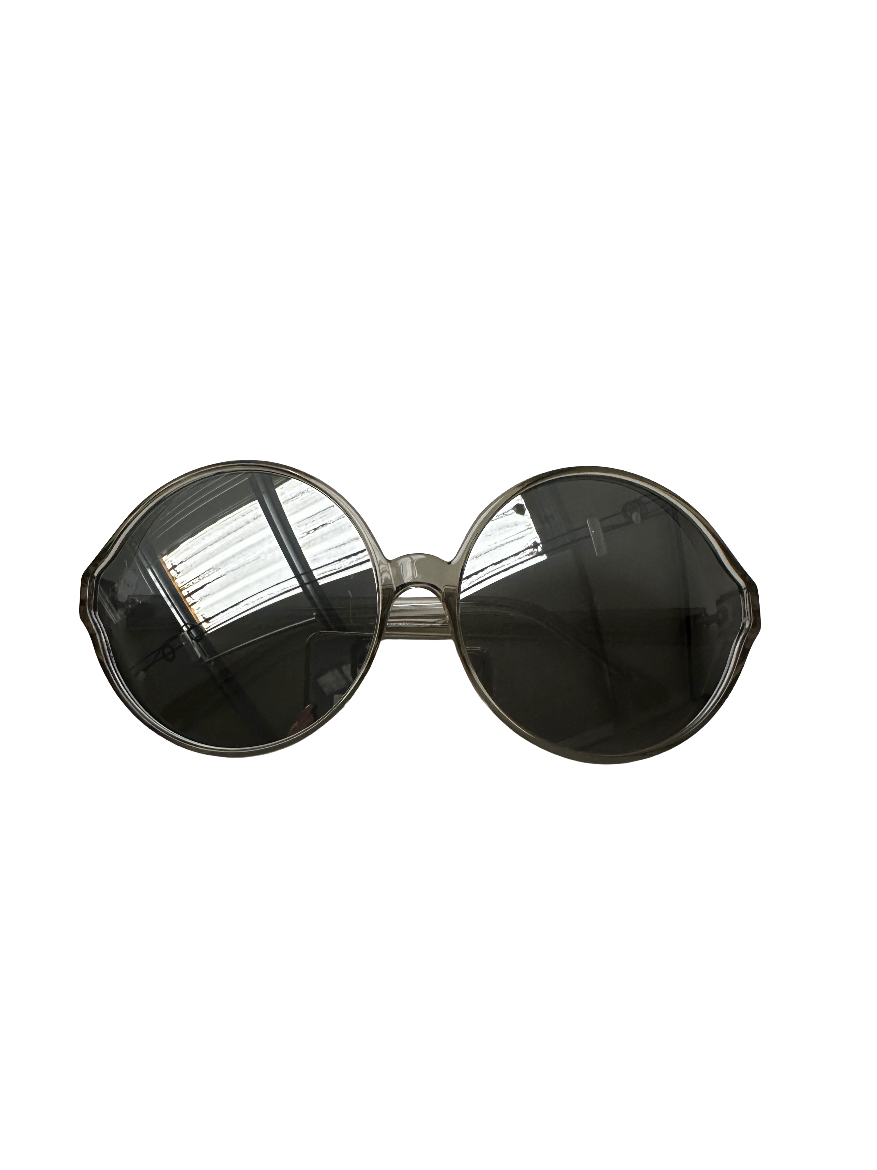 Linda Farrow round oversized sunglasses transaprent frame grey lens
