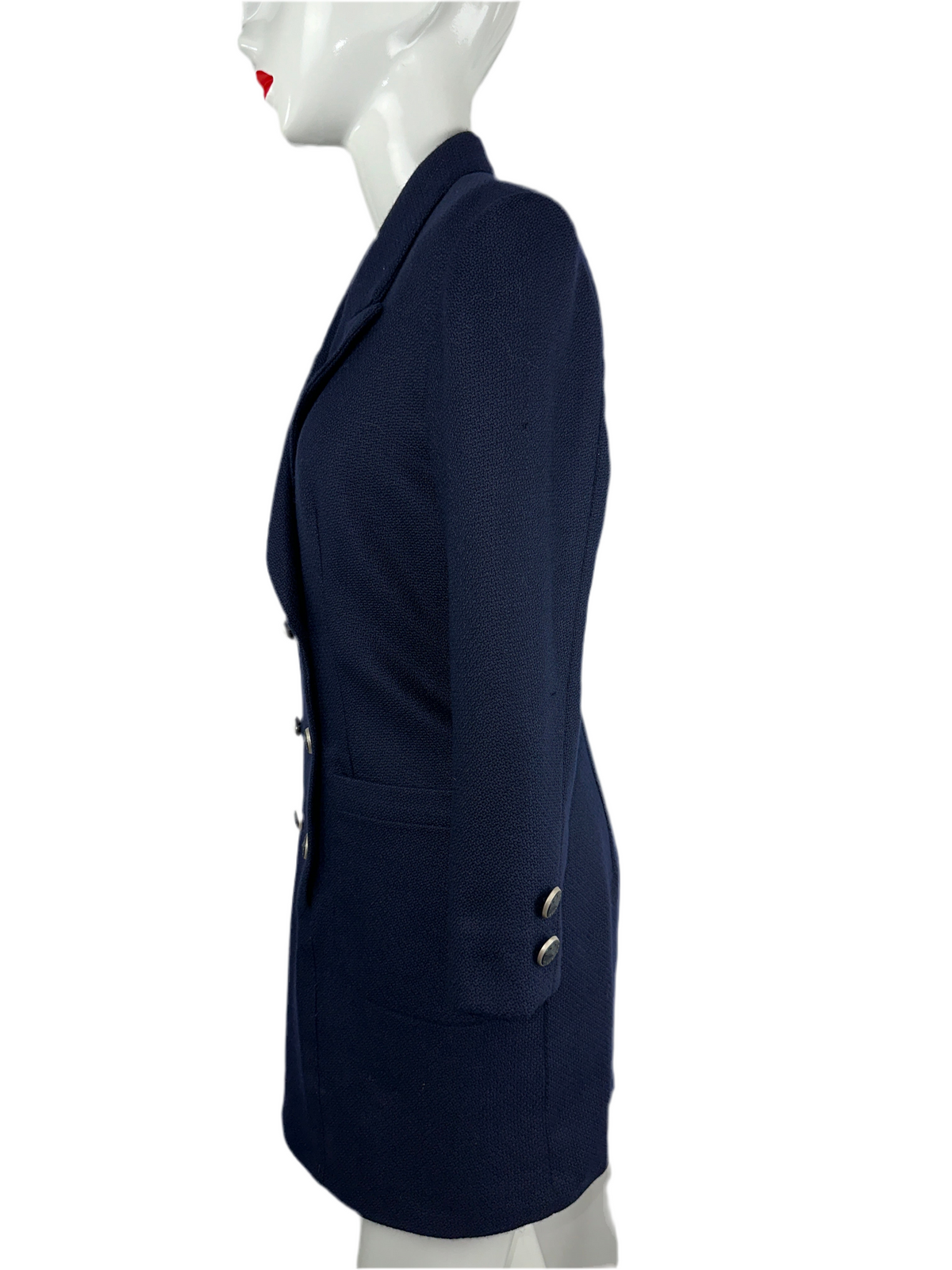 Made to measure navy blue dress with suit jacket effect - size 34