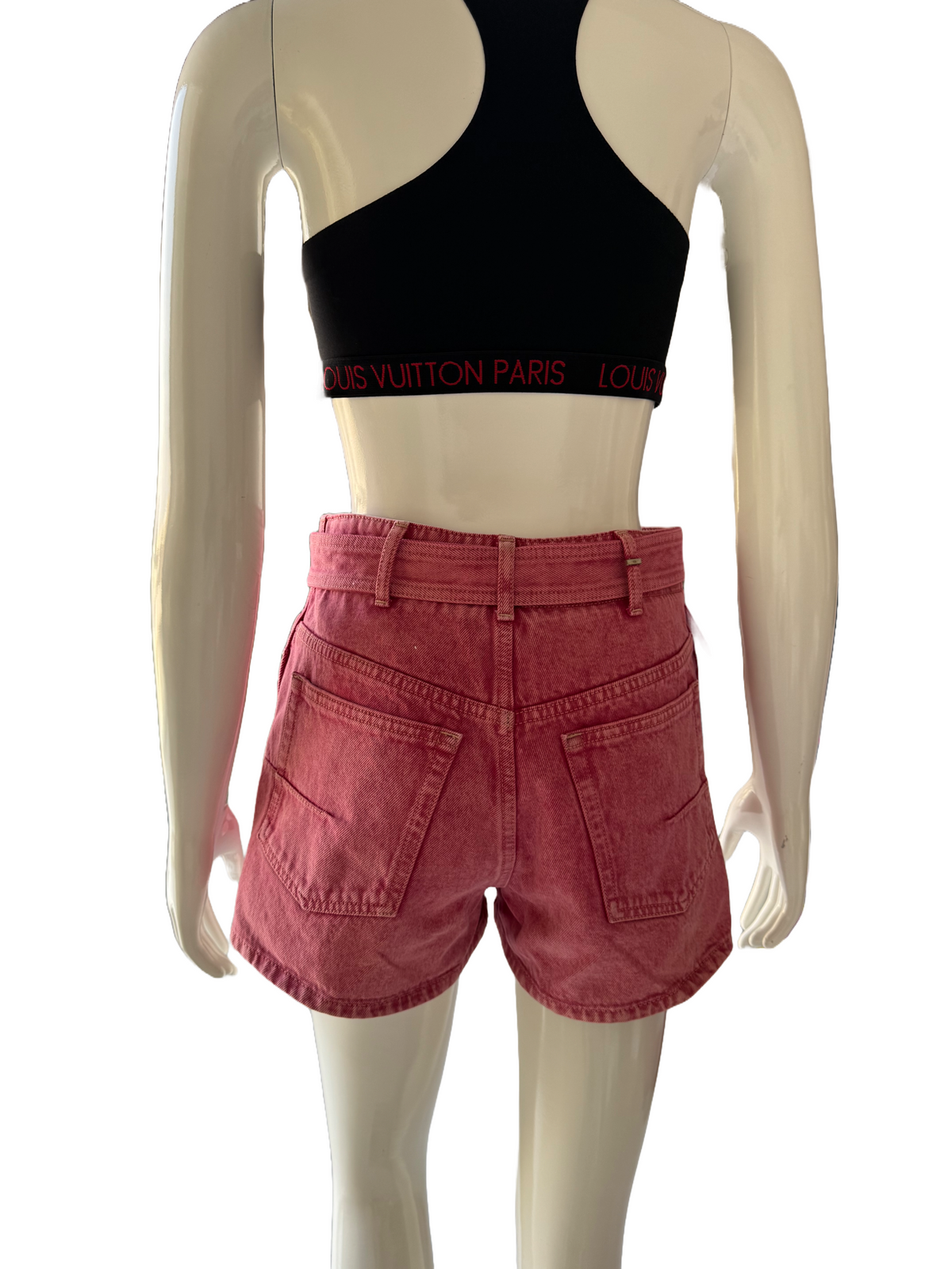 Dior pink belted denim shorts - size 34