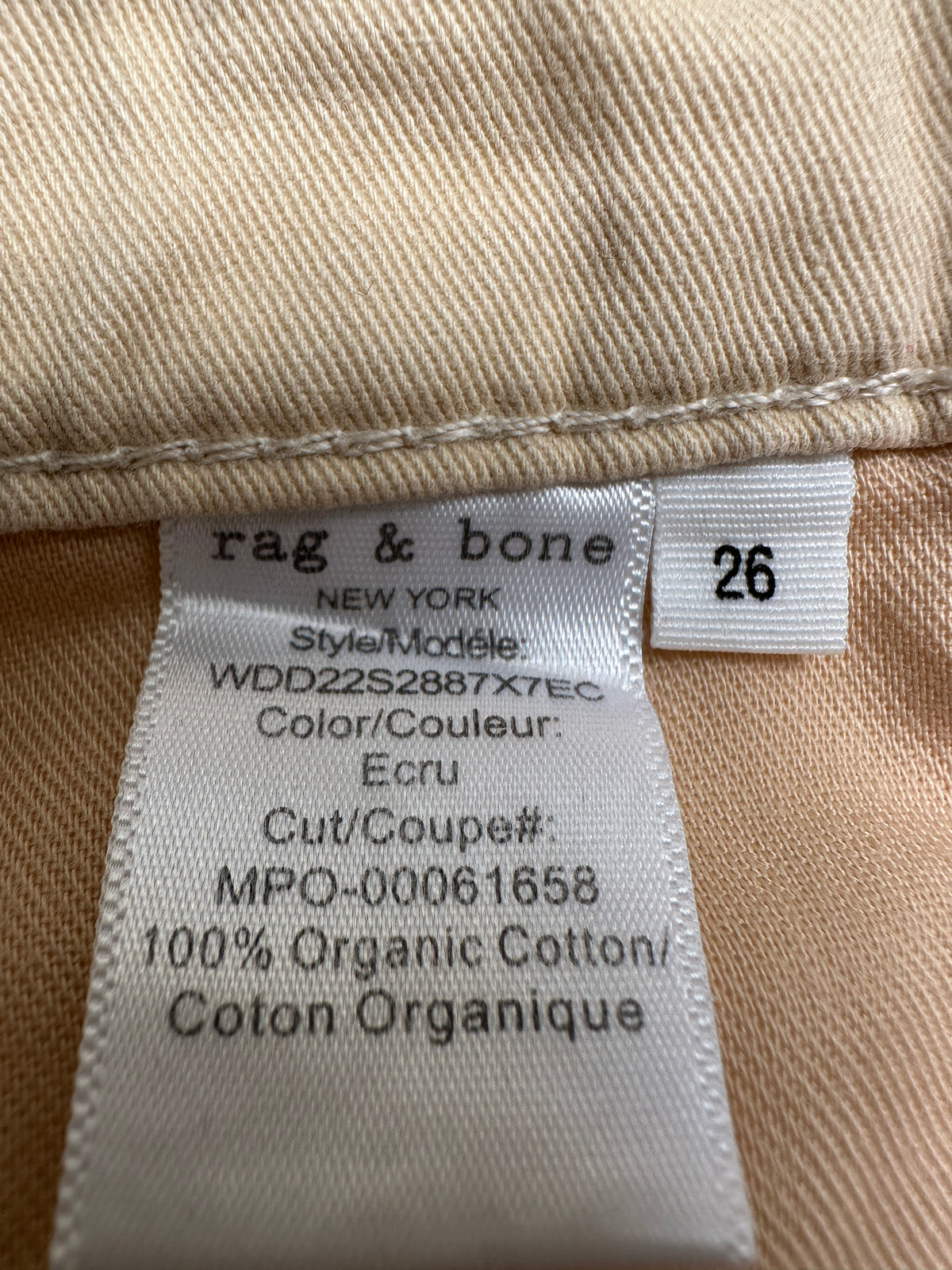 Rag & Bone white Alissa high-rise barrel leg - size 26