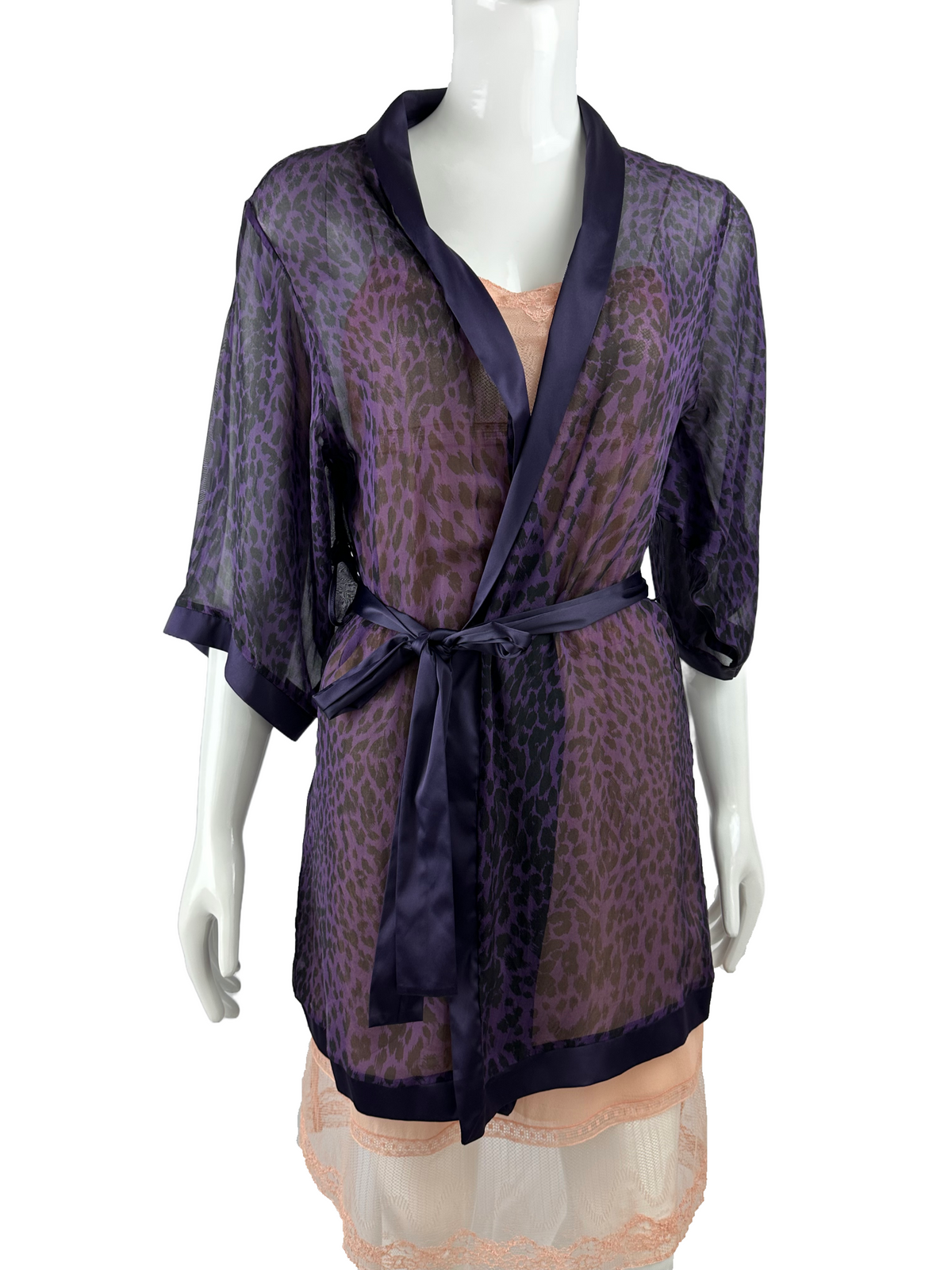 R Crescentini purple leopard print Kimono - size S