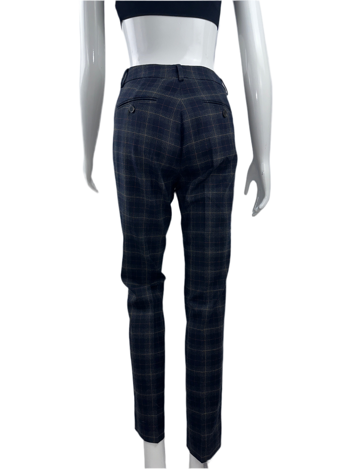 Weekend by Max Mara navy pants with grey checks and white lines - size 34