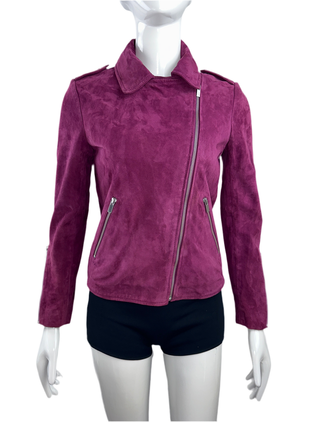 Comptoir des cotonniers purple jacket with silver zipper - size 34