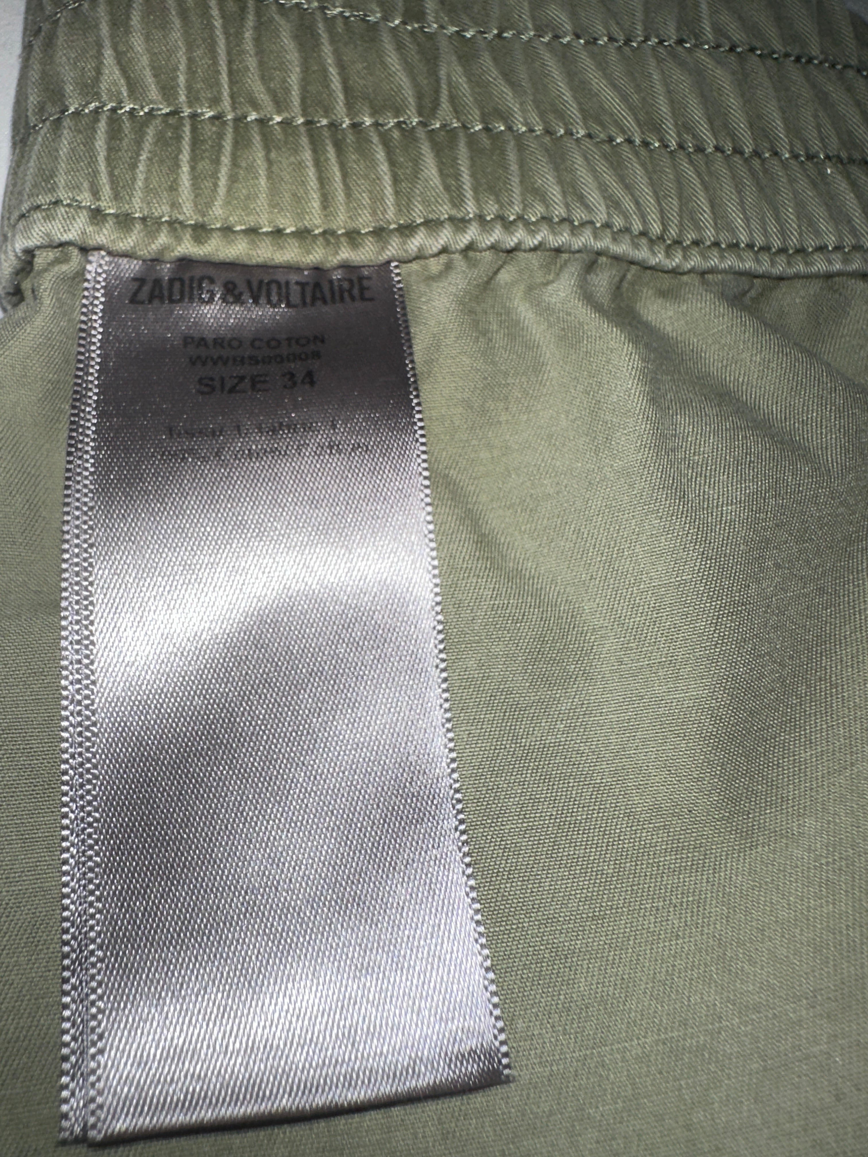 Zadig & Voltaire khaki shorts with black and gold line on side - size 34