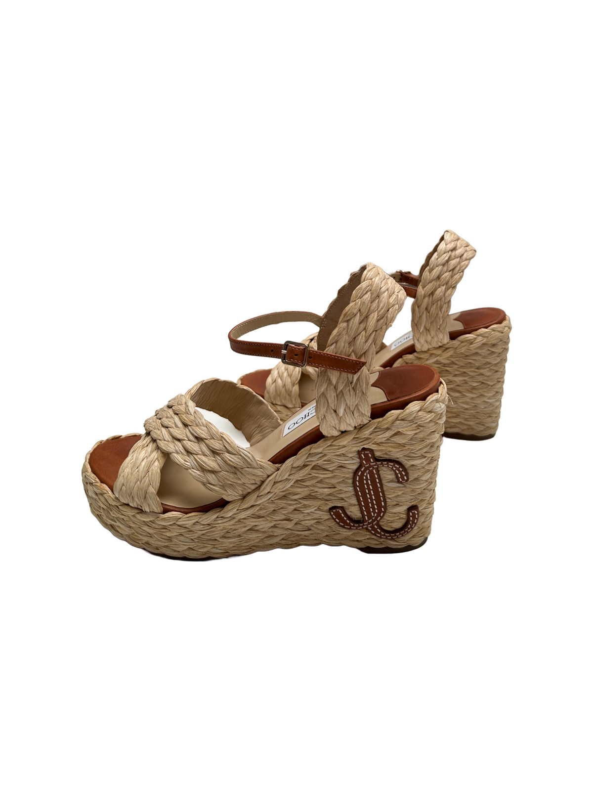 Jimmy Choo Dellena 100 raffia wedges - size 38.5