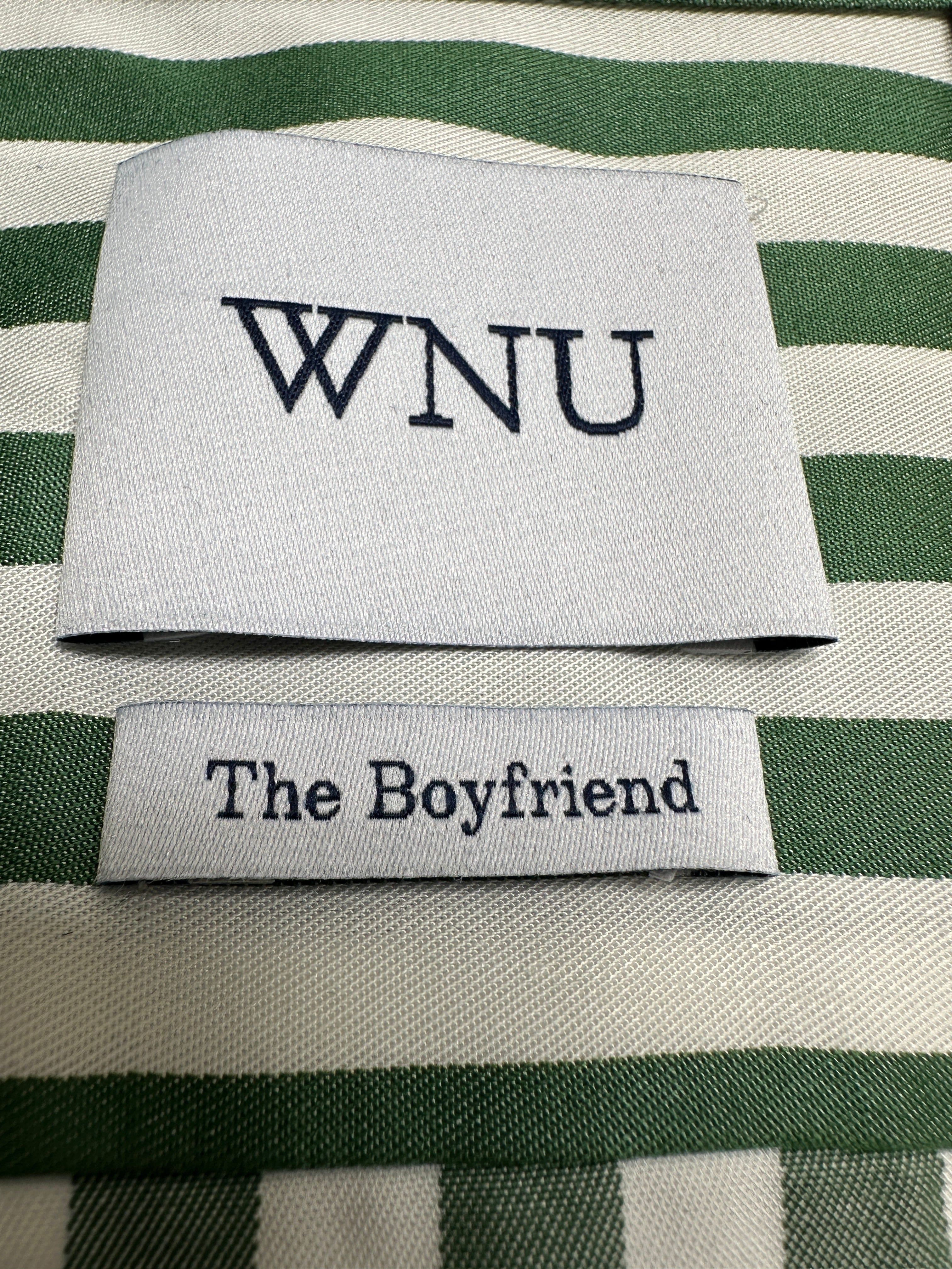 WNU white and green striped shirt - size 34