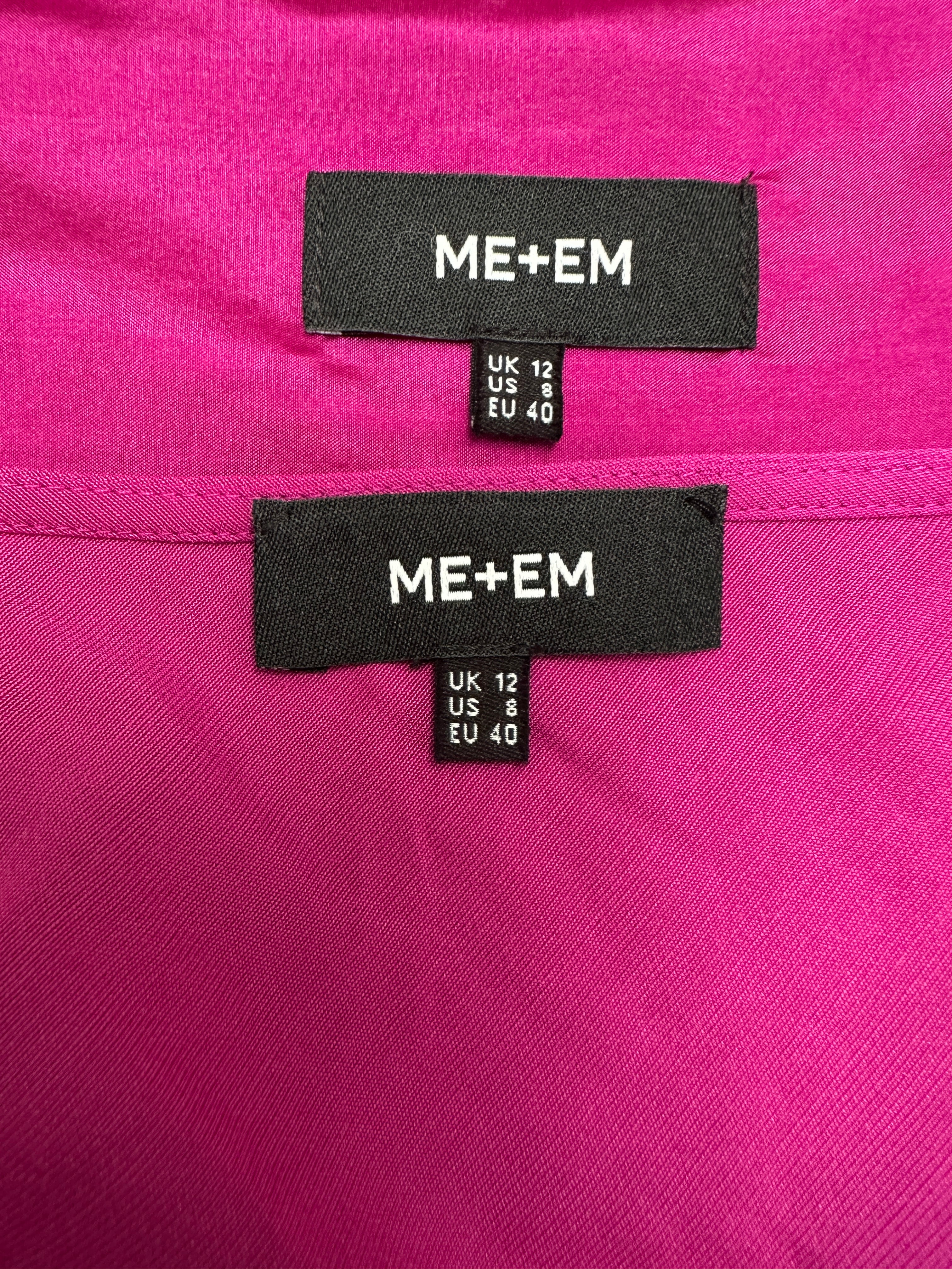 ME+EM fushia silk 3 piece set (cami, sheer blouse & scarf) - size 40