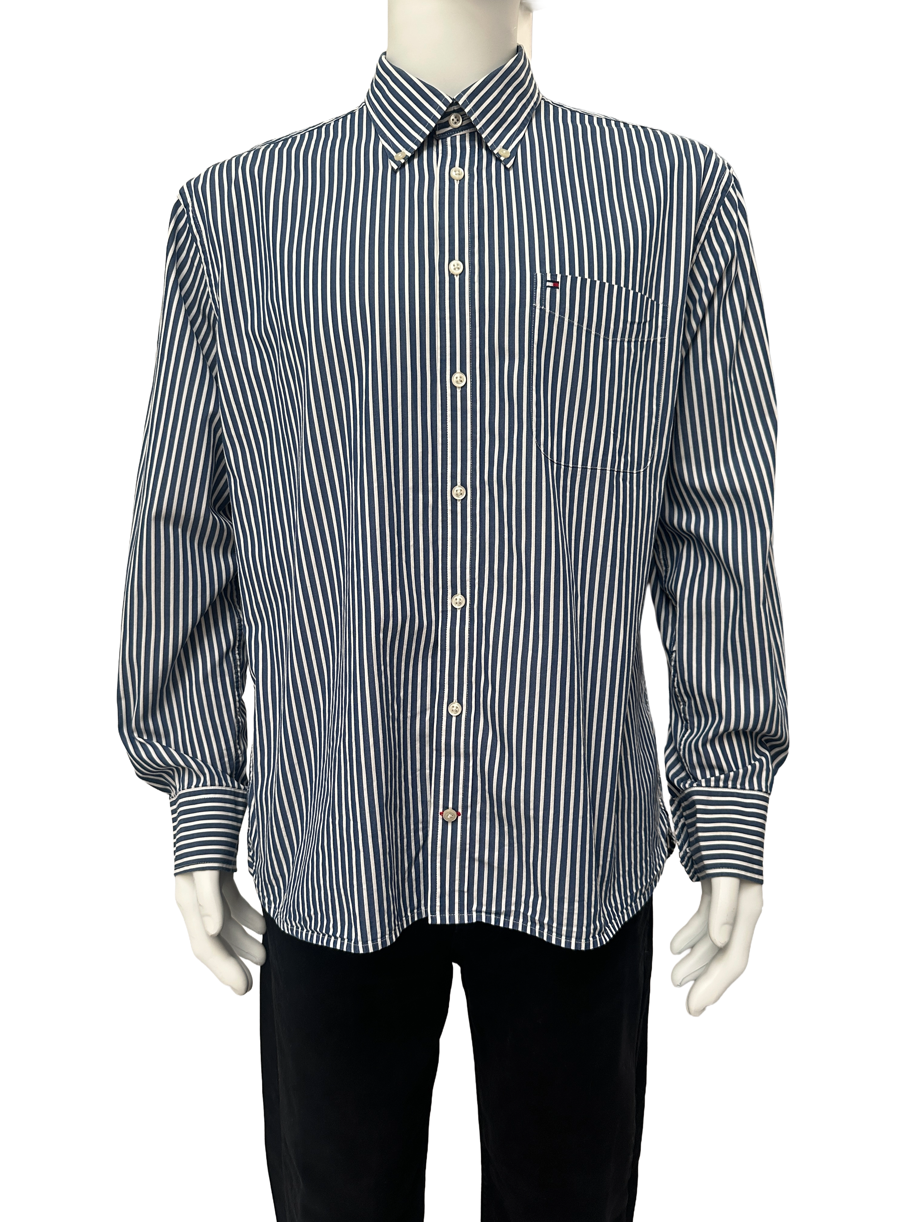Tommy Hilfiger navy & white striped button-down shirt - size XL