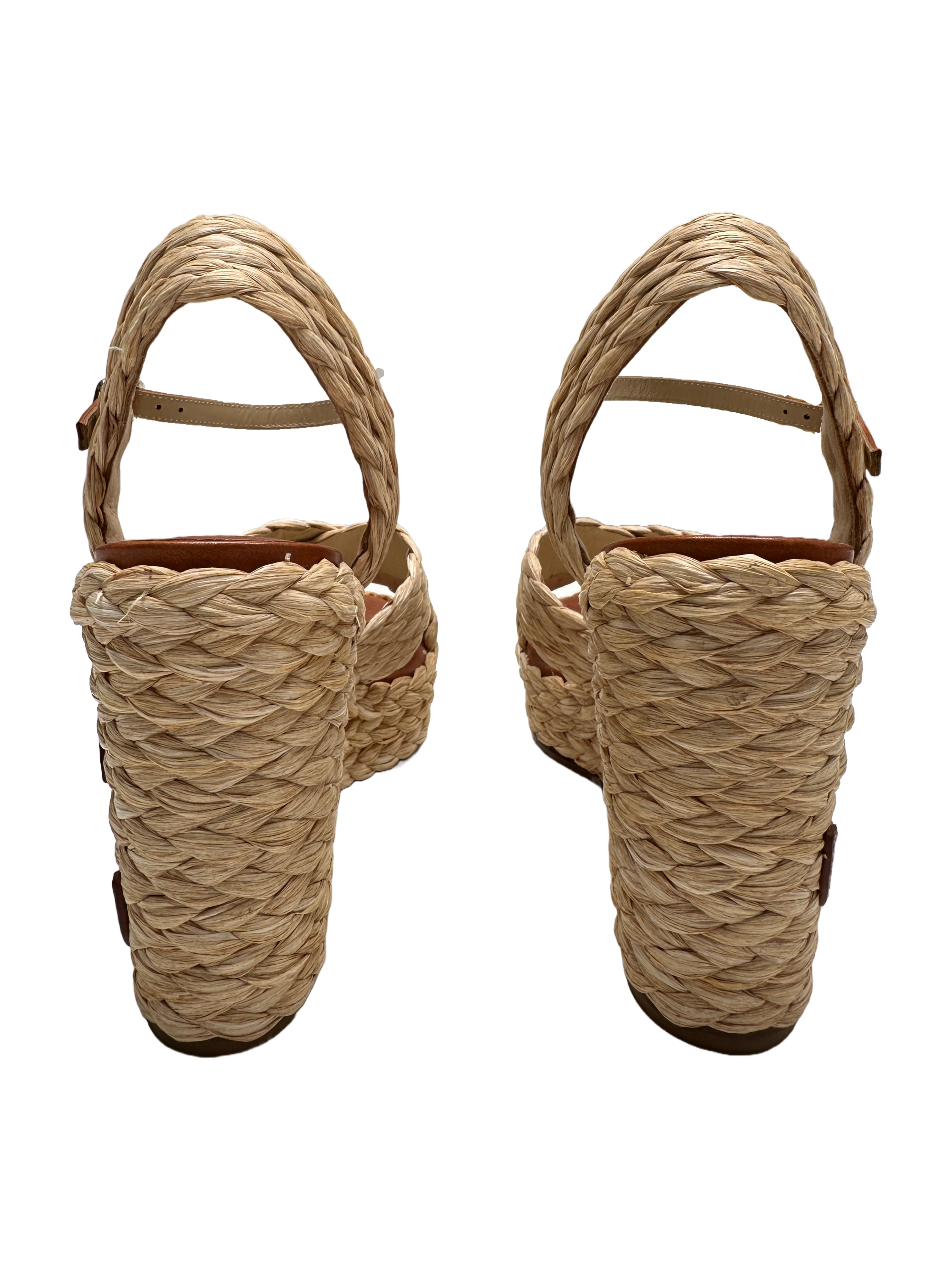 Jimmy Choo Dellena 100 raffia wedges - size 38.5