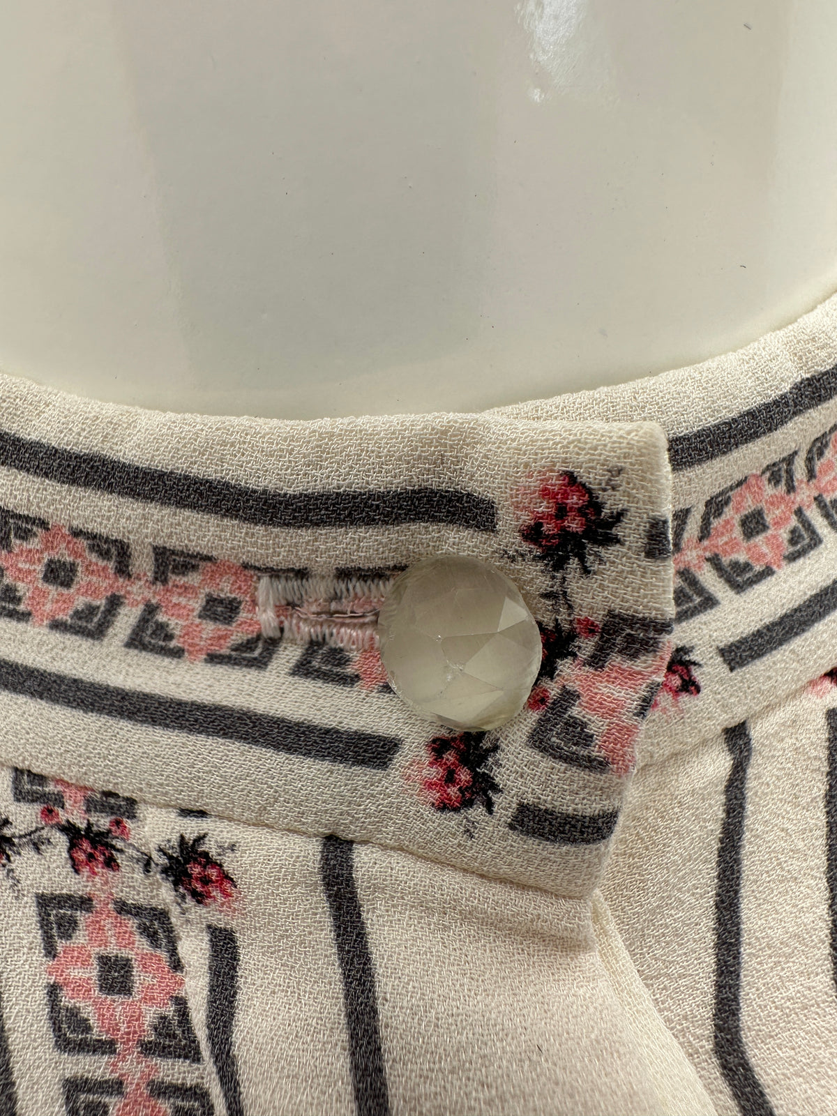 Vilshenko off-white dress with pink and grey motif - size 40