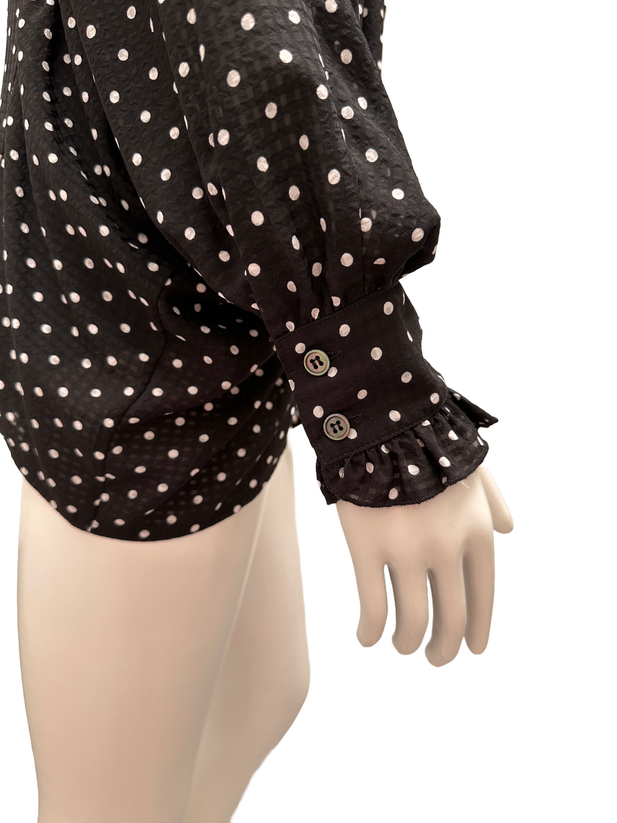 Alexa Chung black blouse with white polka dots - size 38