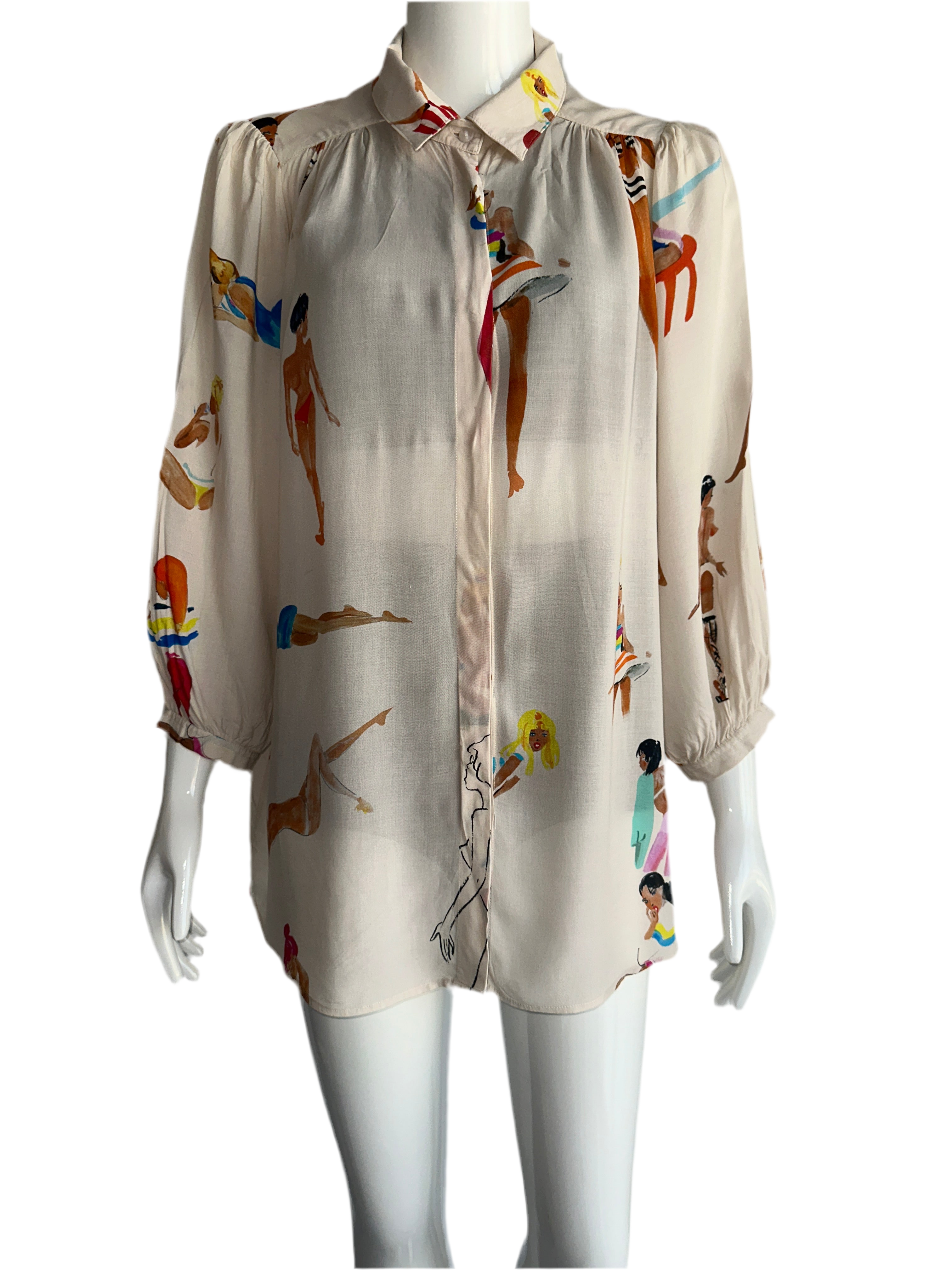 G Kero cream shirt with swimmer pattern - size 36