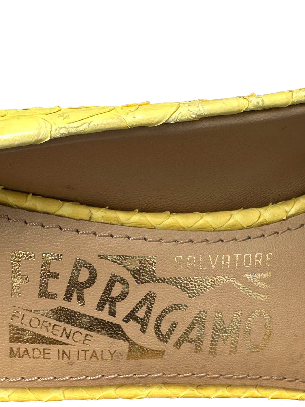 Salvatore Ferragamo yellow python susi pumps - size 37.5