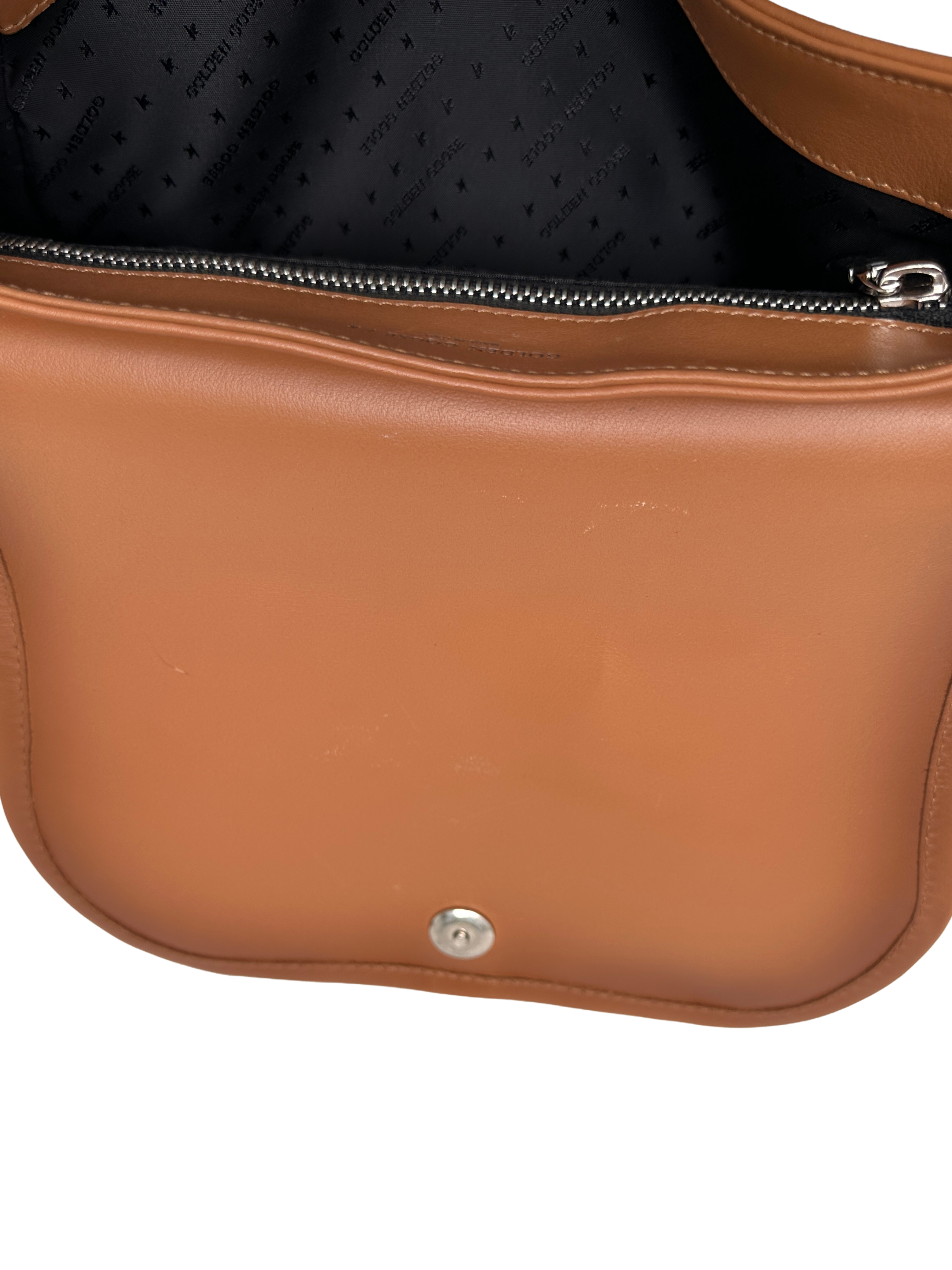 Golden Goose Rodeo bag in pale tan leather w blue bucket