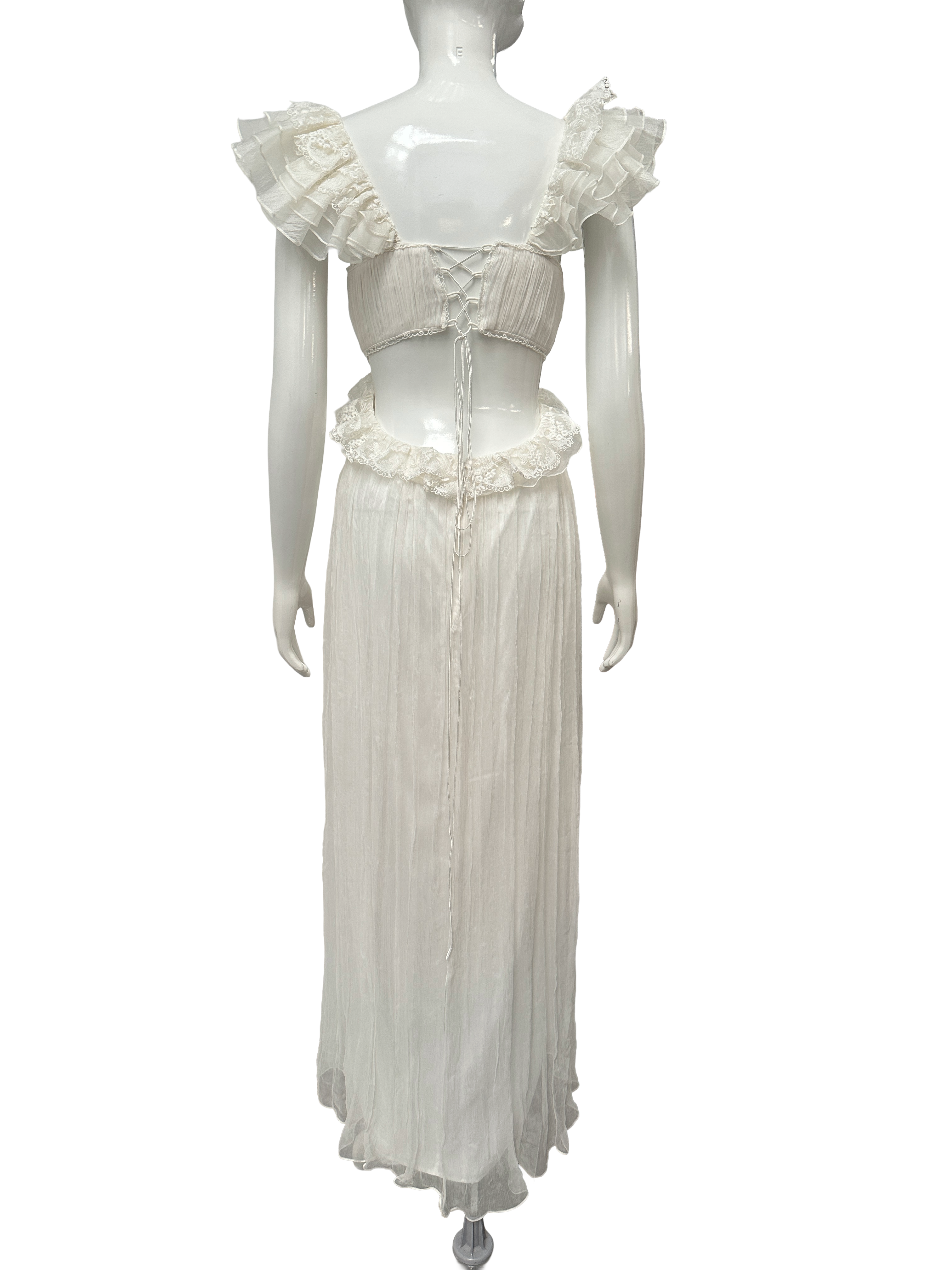 HHART white ruffled bohemian maxi dress - size 36