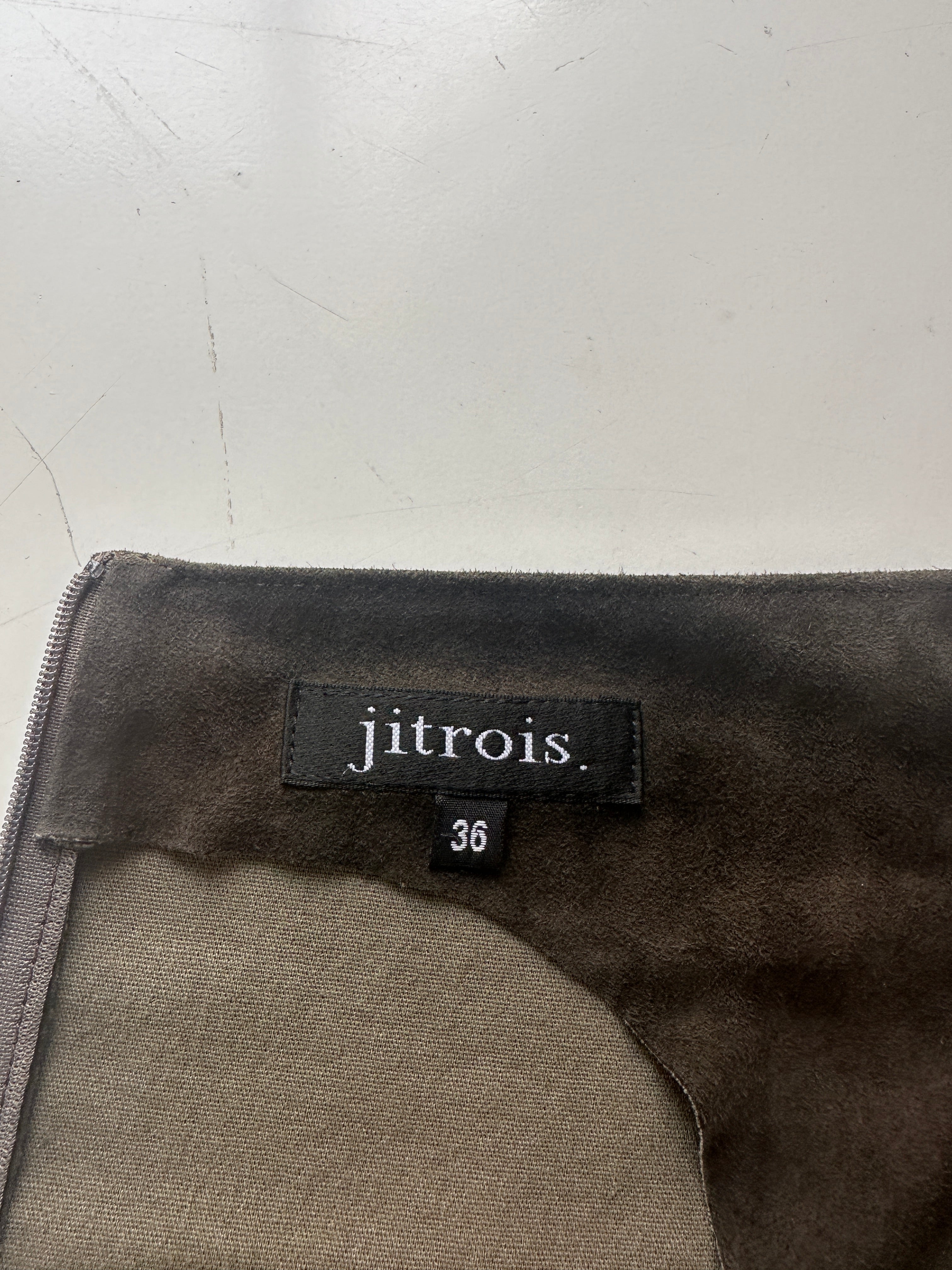 Jitrois khaki lambskin knee-length dress - size 36