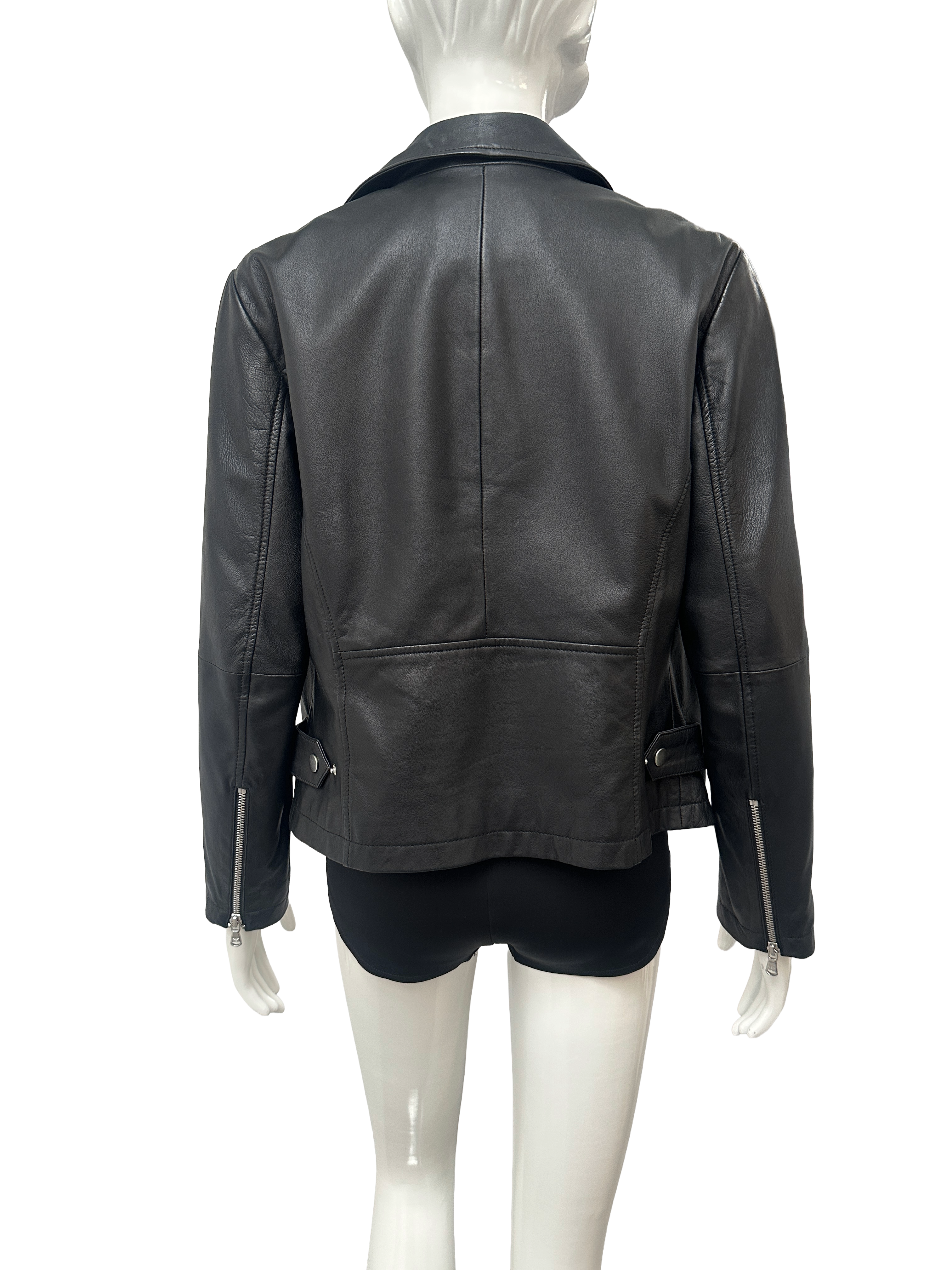 Emporio Armani black leather biker jacker - size 44