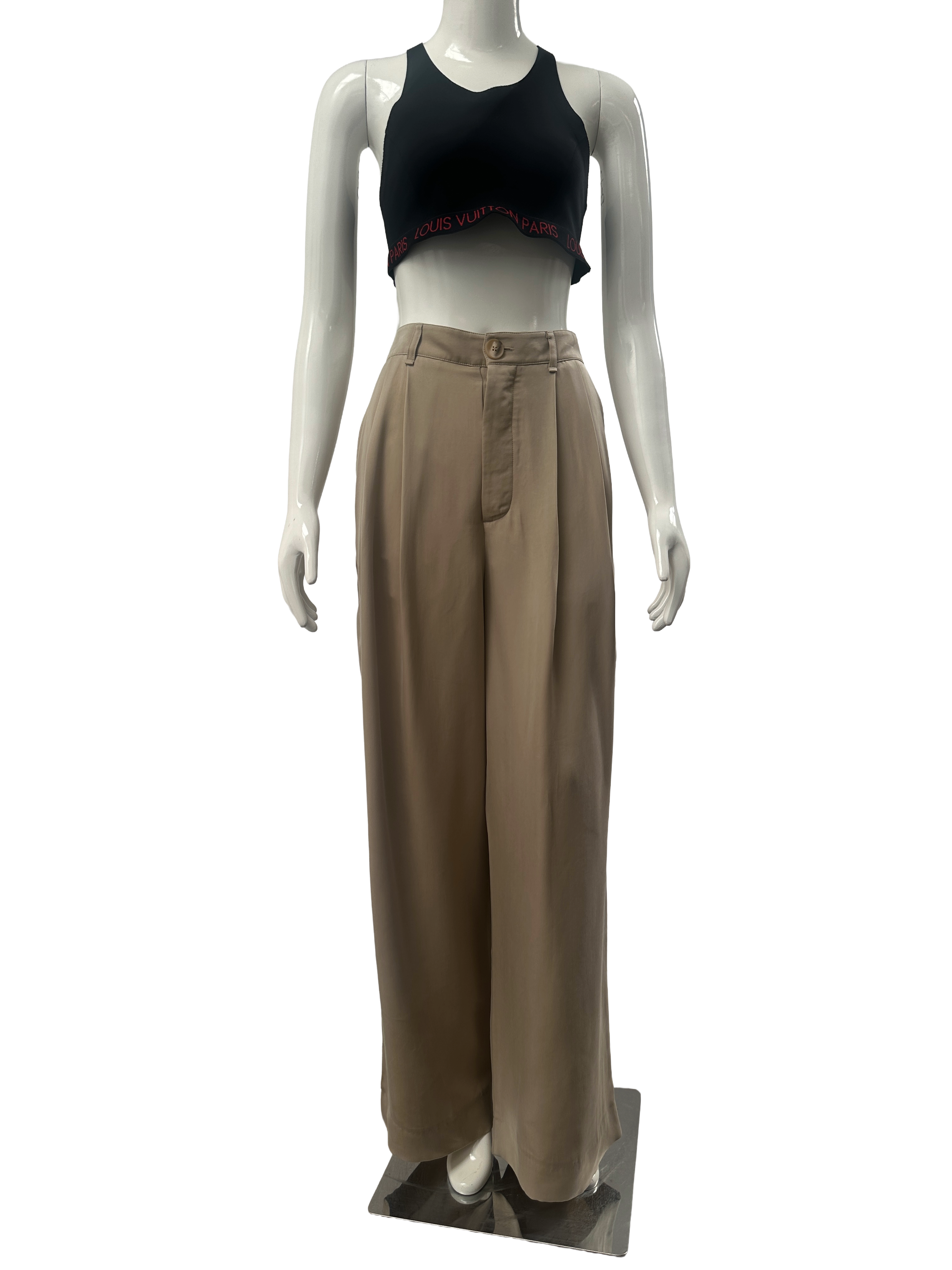 King & Tuckfield beige high-waist tailored trousers - size 38
