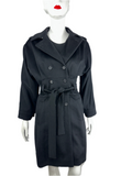 Hugo Boss long black belted coat - size 34