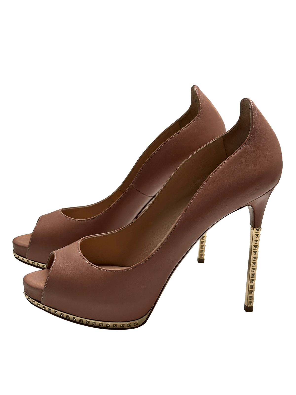 Valentino nude heels with gold spikes - size 39.5
