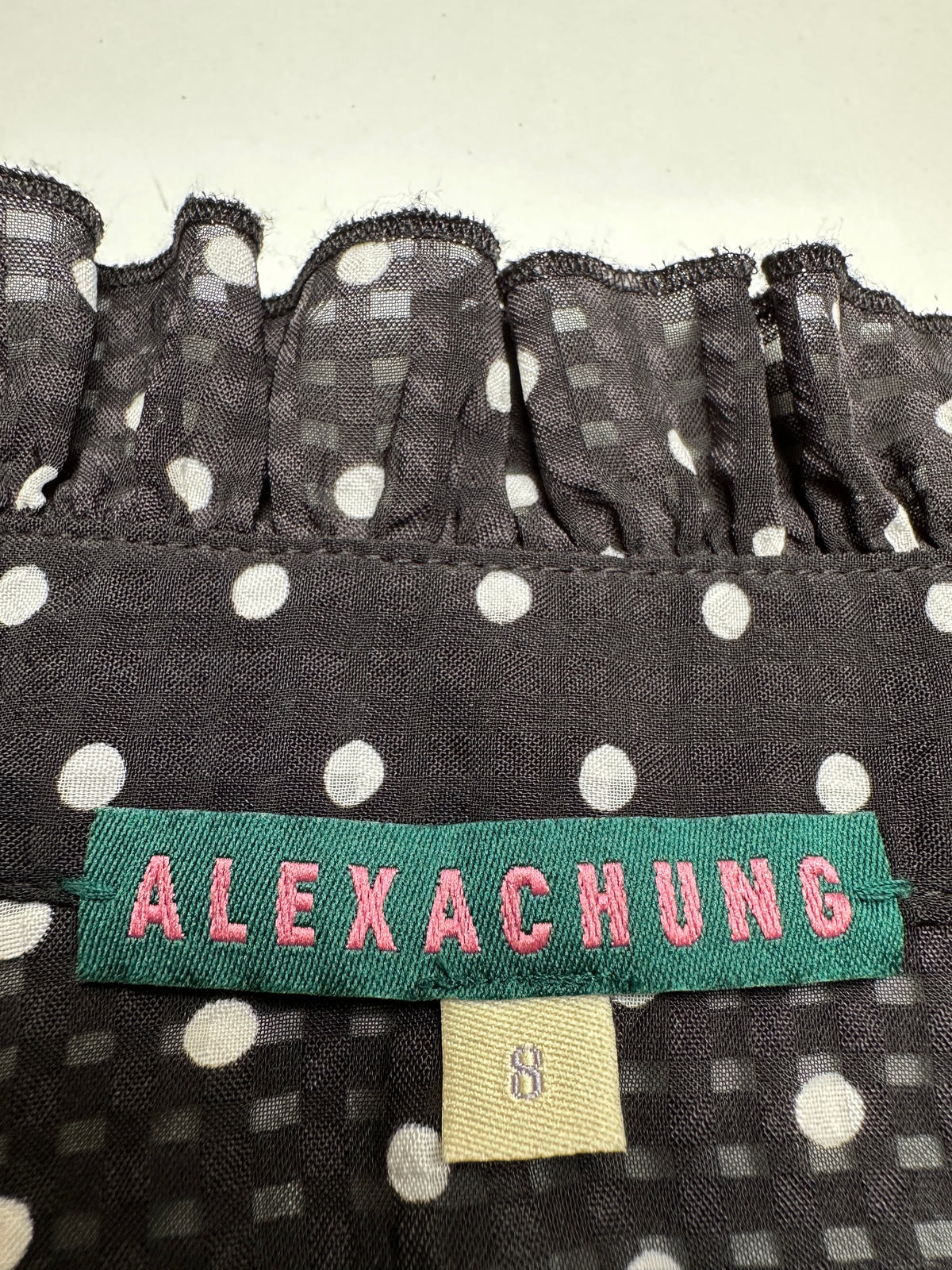 Alexa Chung black blouse with white polka dots - size 38