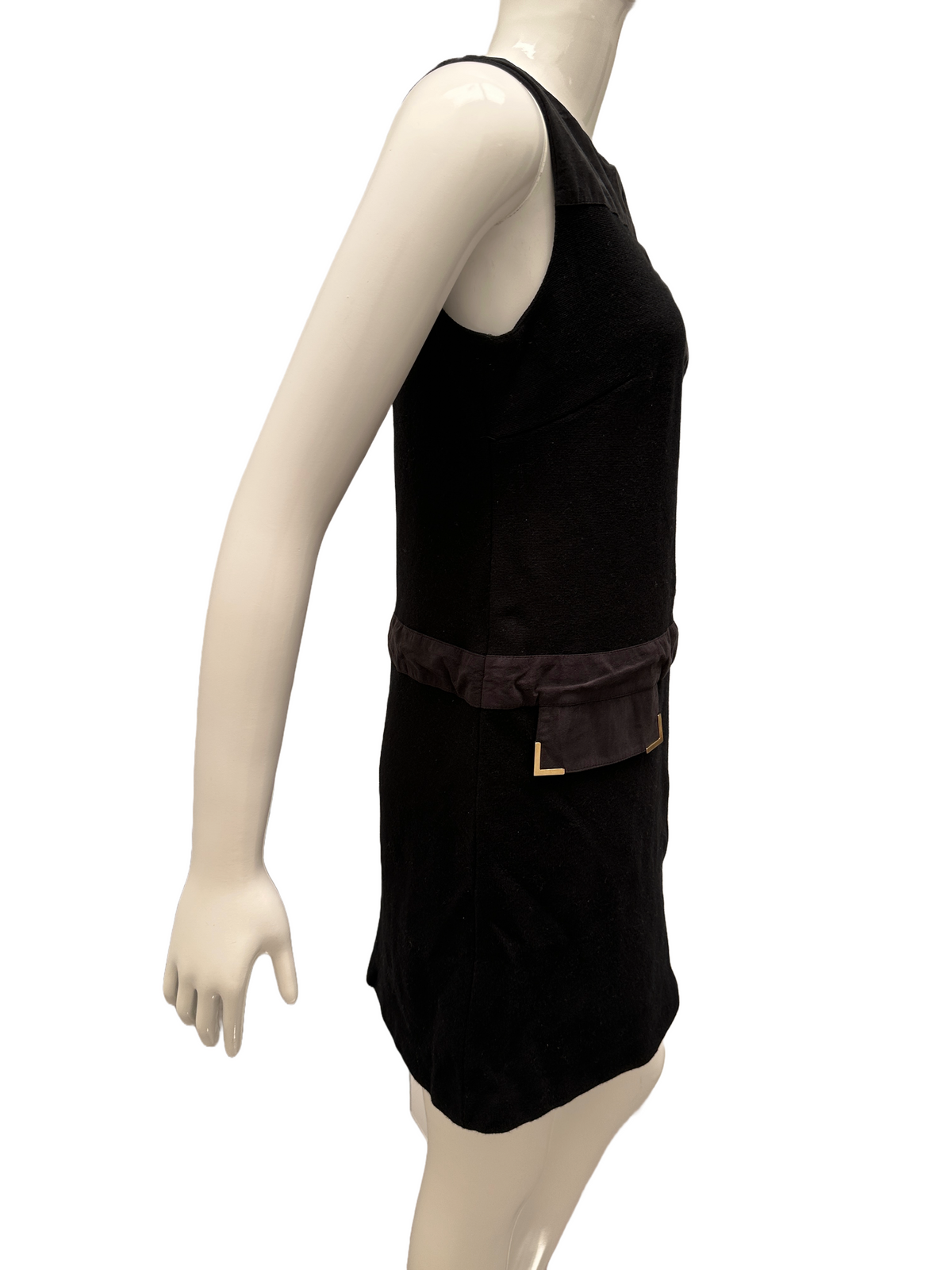 Luisa Spagnoli black dress with gold pocket detail - size 42