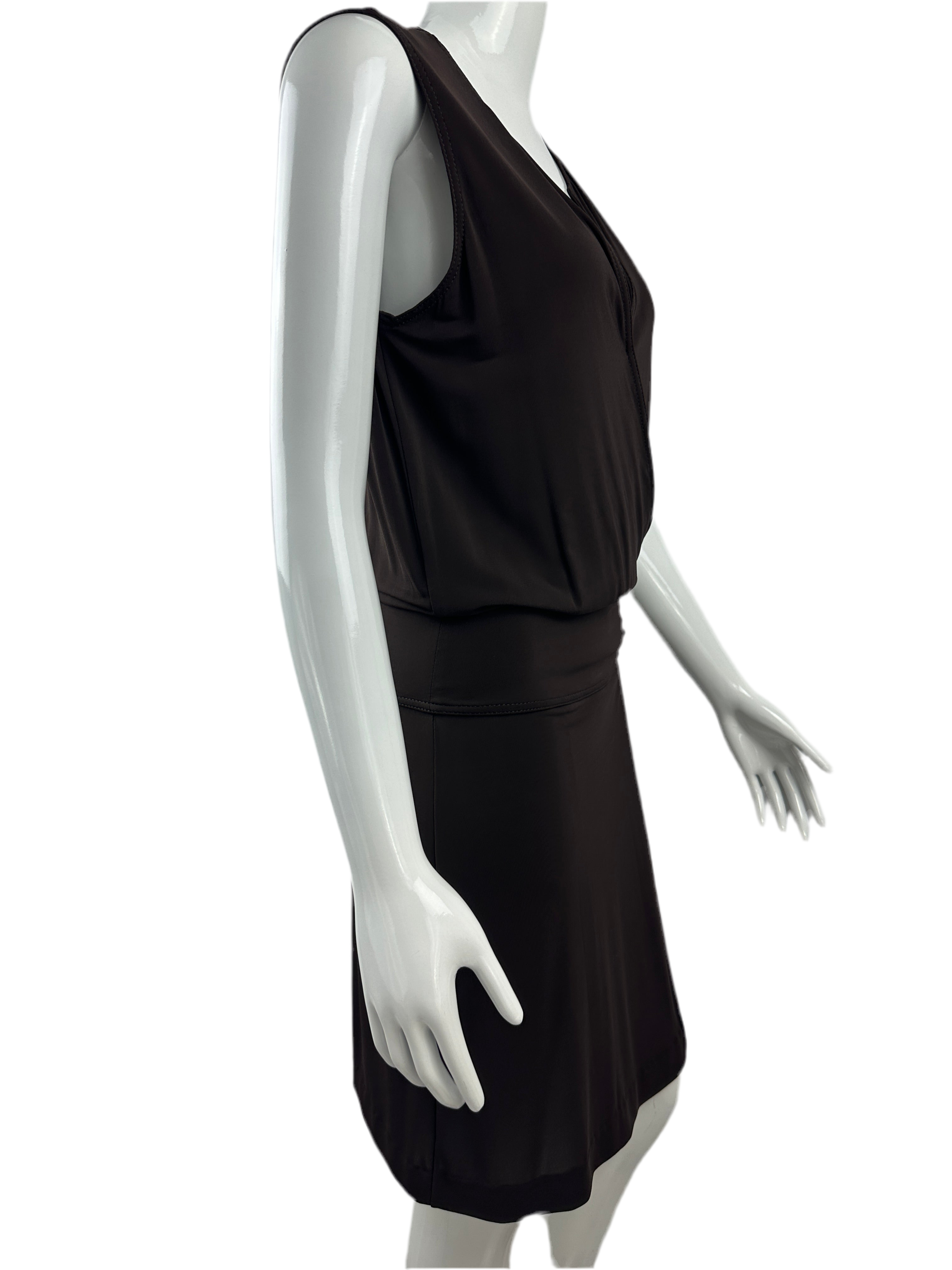 Hugo Boss brown sleeveless dress with sweetheart neckline - size 34