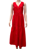 Boss long red v-neck dress - size 38