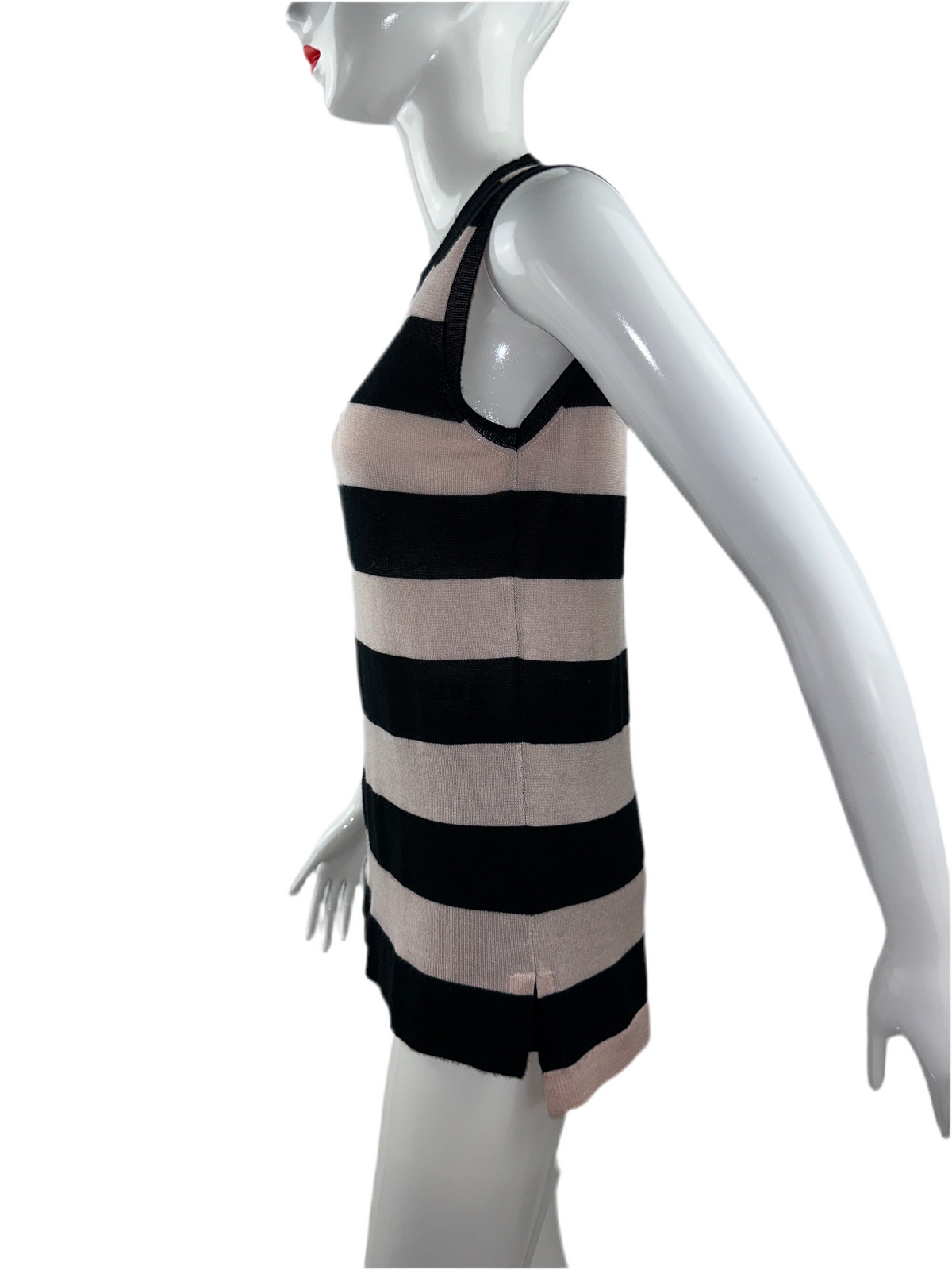 Dior pink and black striped sleeveless top - size 40