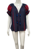 Ulla Johnson navy embroidered boho blouse - size 38