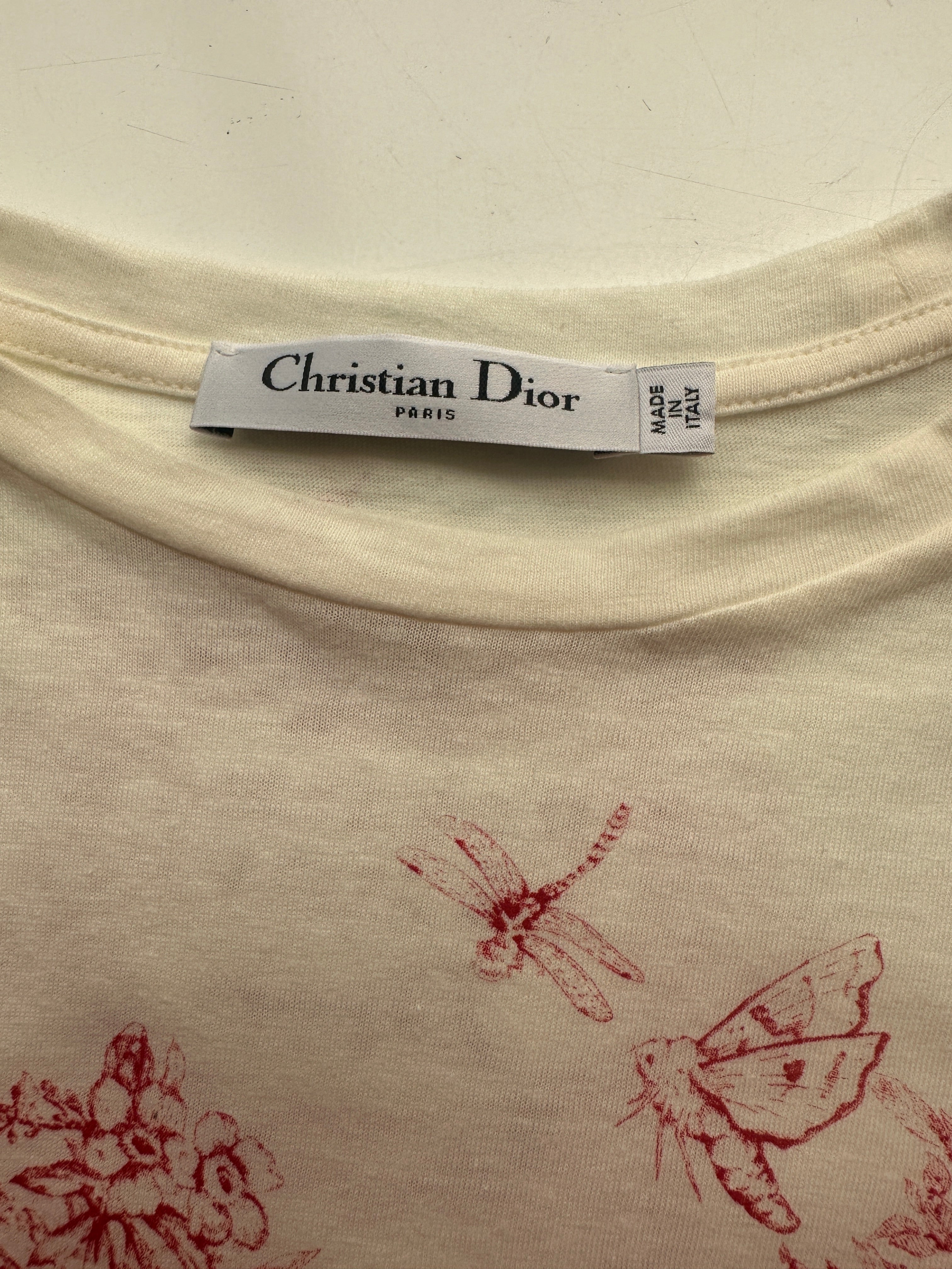 Dior white T-shirt with red design and "Royaume d'amour" inscription - size 36