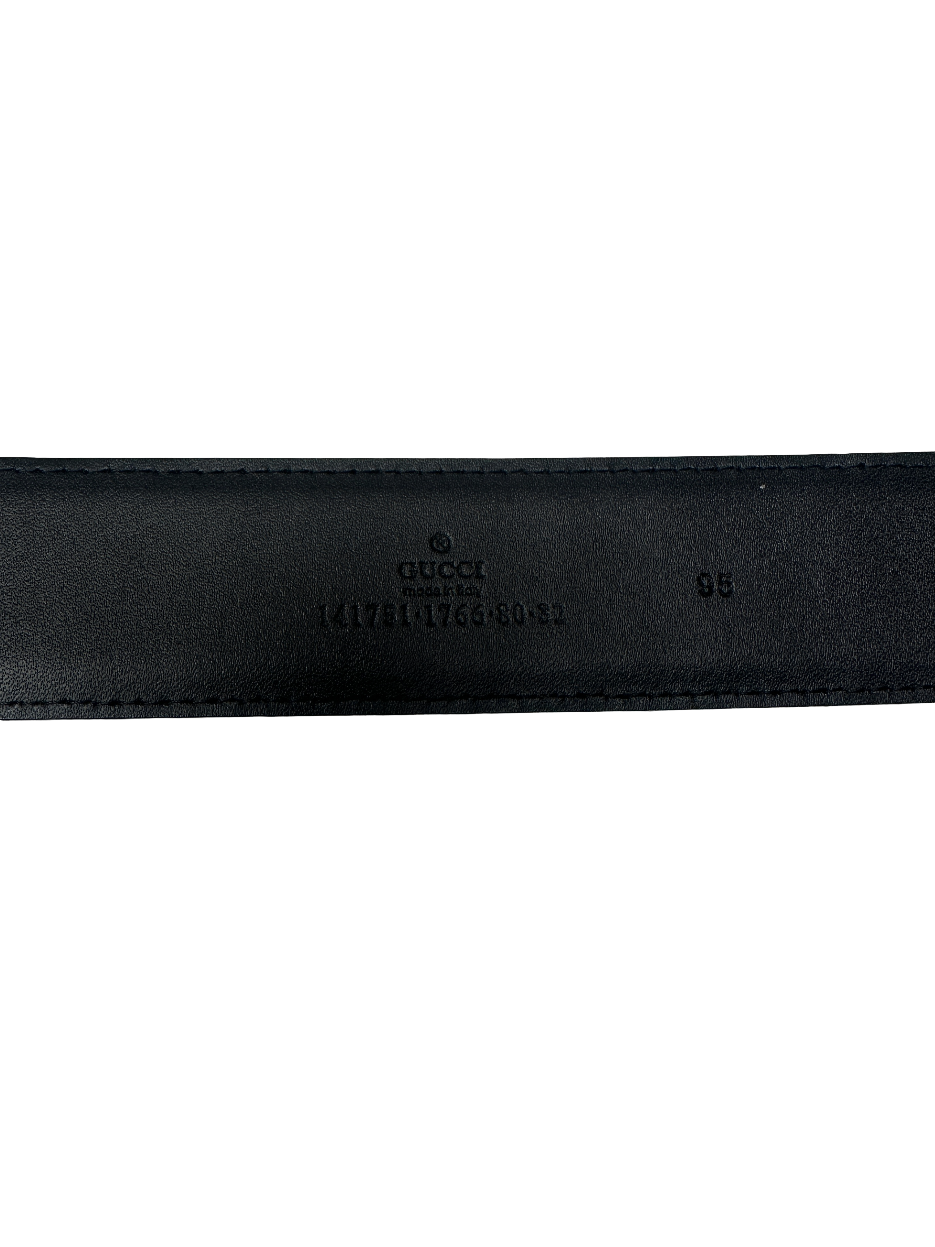 Gucci black embossed leather belt - size 95