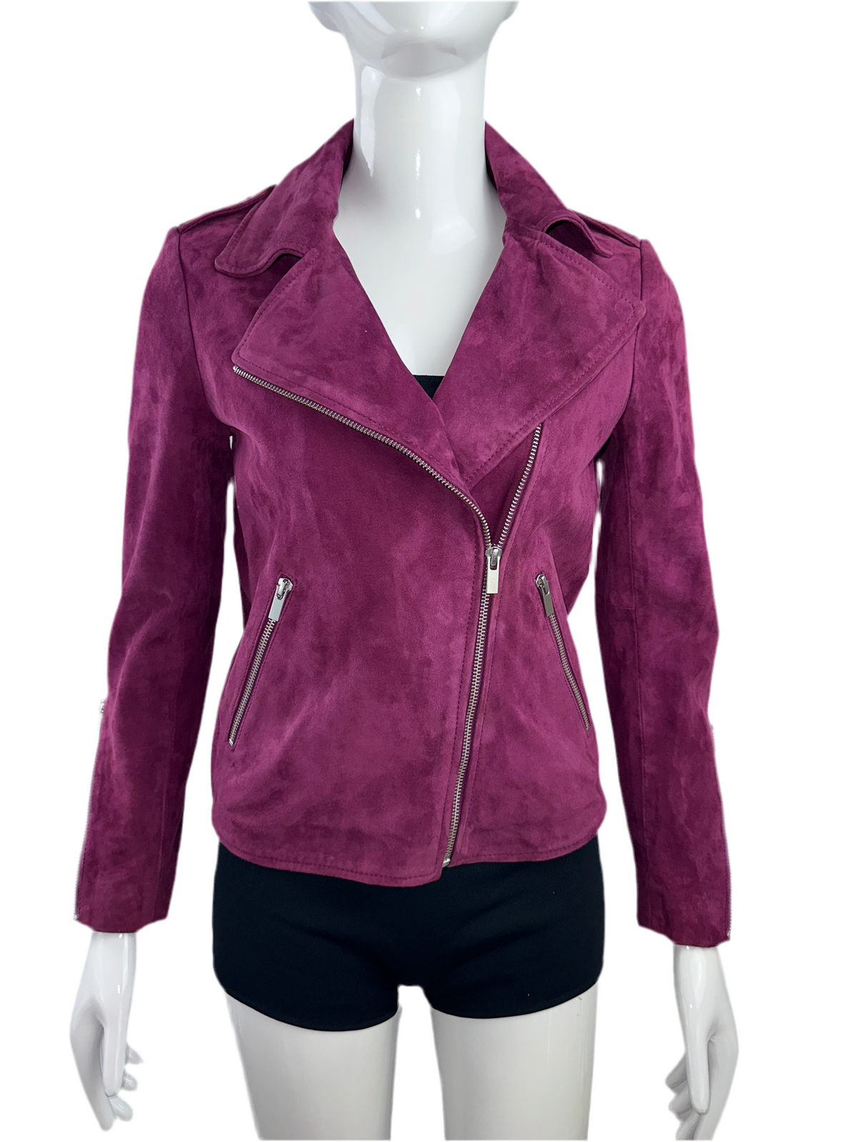 Comptoir des cotonniers purple jacket with silver zipper - size 34