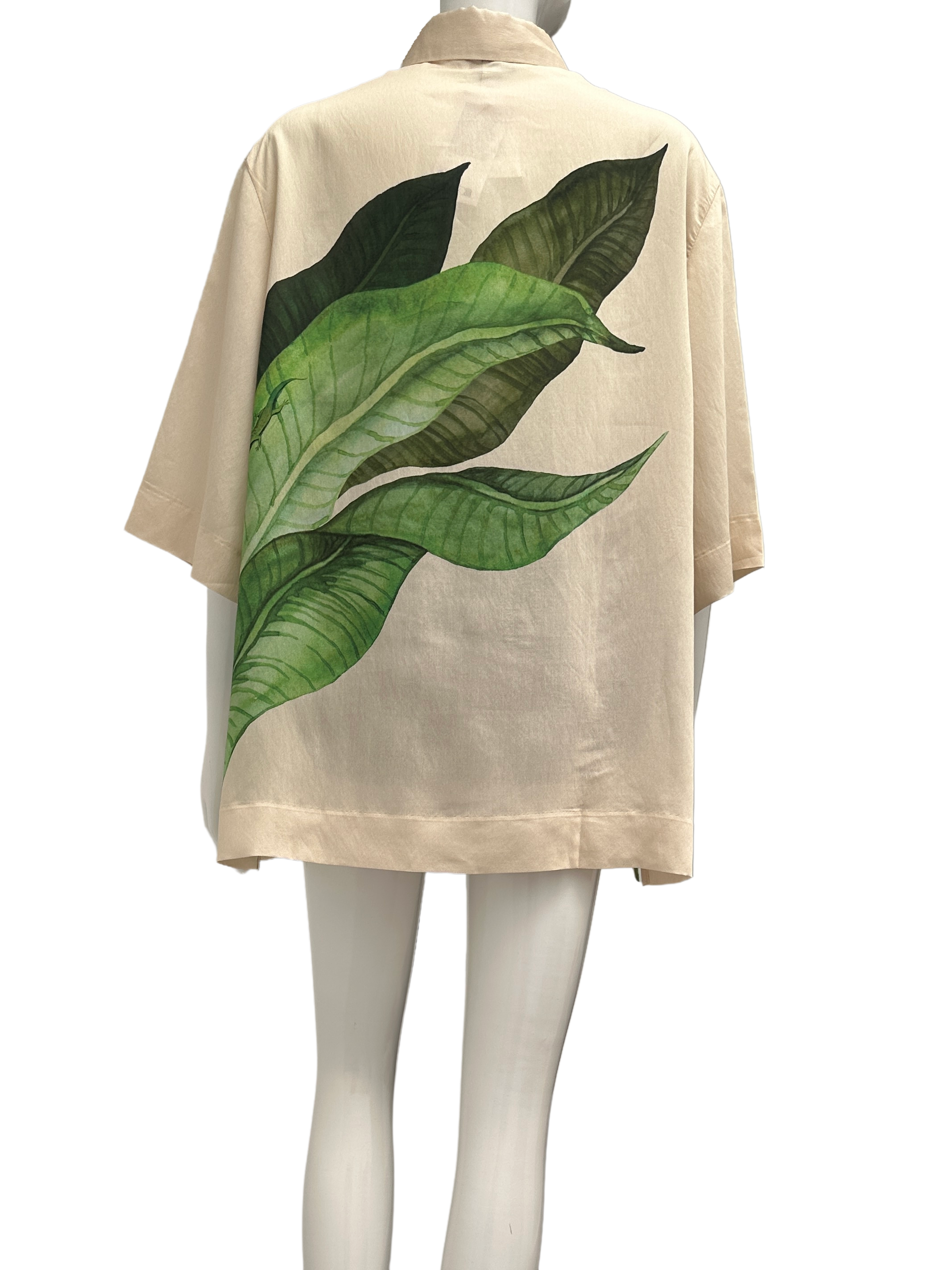 H&M Edition cream shirt with leaf pattern - size 38
