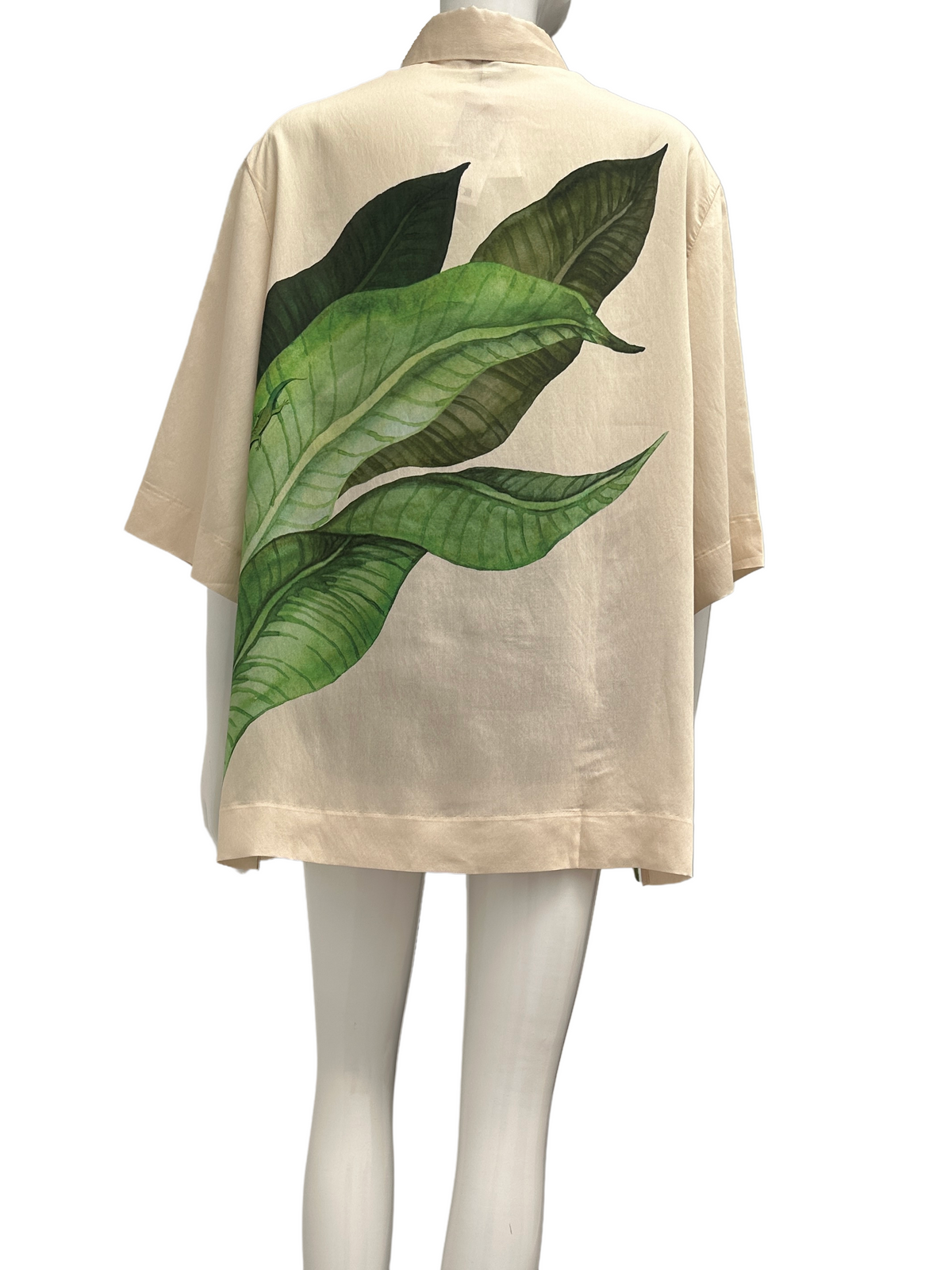 H&M Edition cream shirt with leaf pattern - size 38